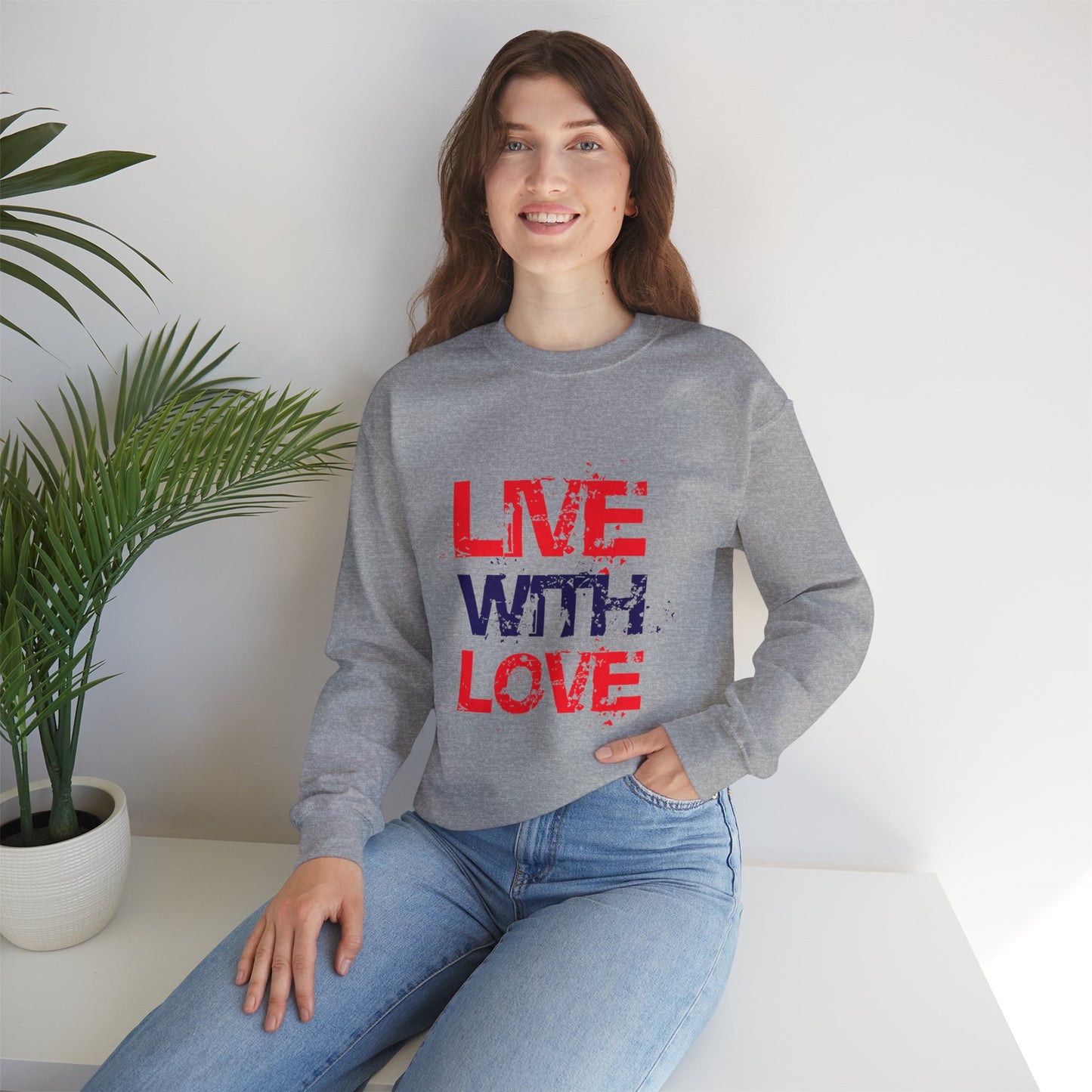 Unisex Heavy Blend™ Crewneck Sweatshirt with love Design | OKEYCITY