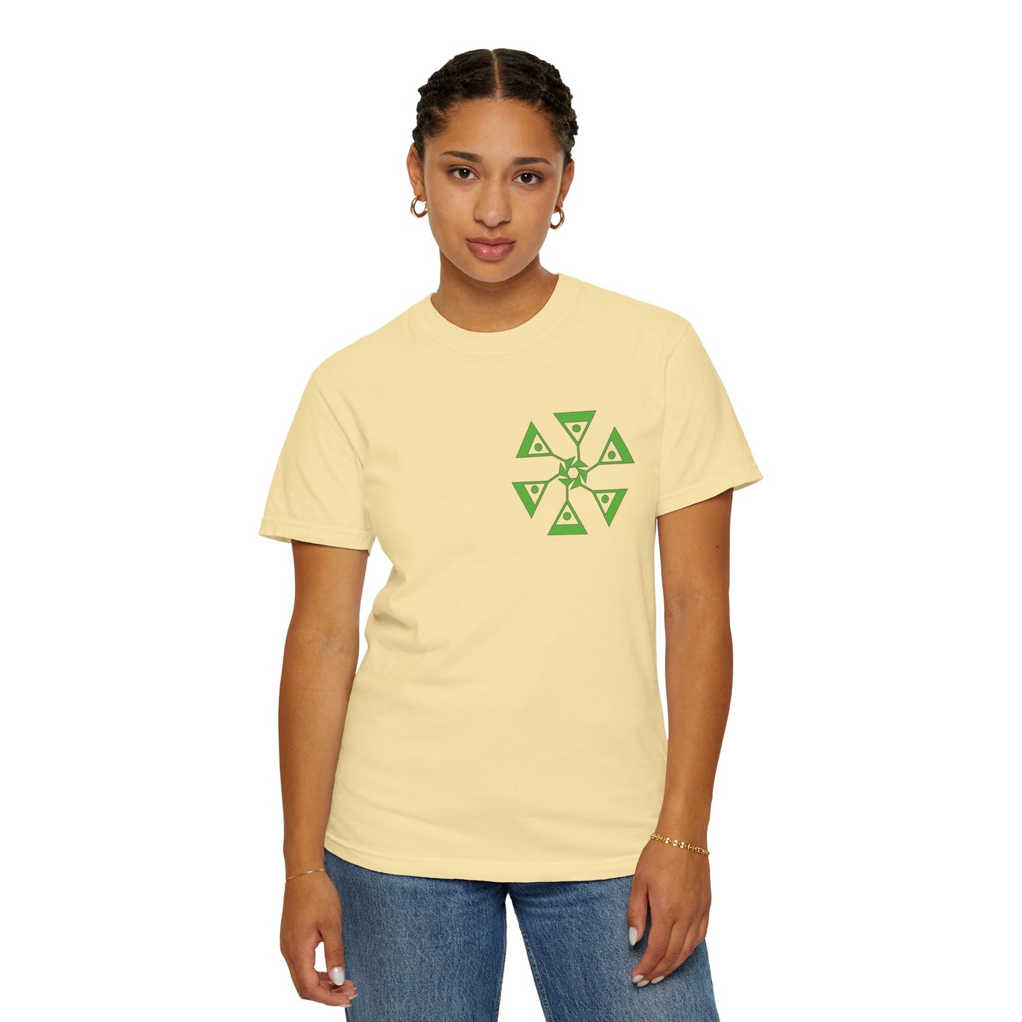 Unisex Garment-Dyed T-shirt with green pattern Design | OKEYCITY