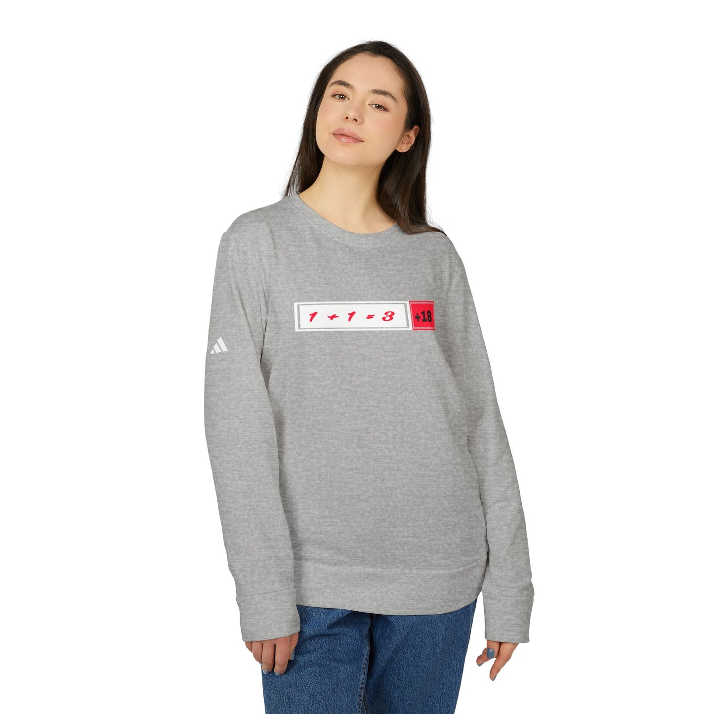 adidas Unisex Fleece Crewneck Sweatshirt with +18 Design | OKEYCITY