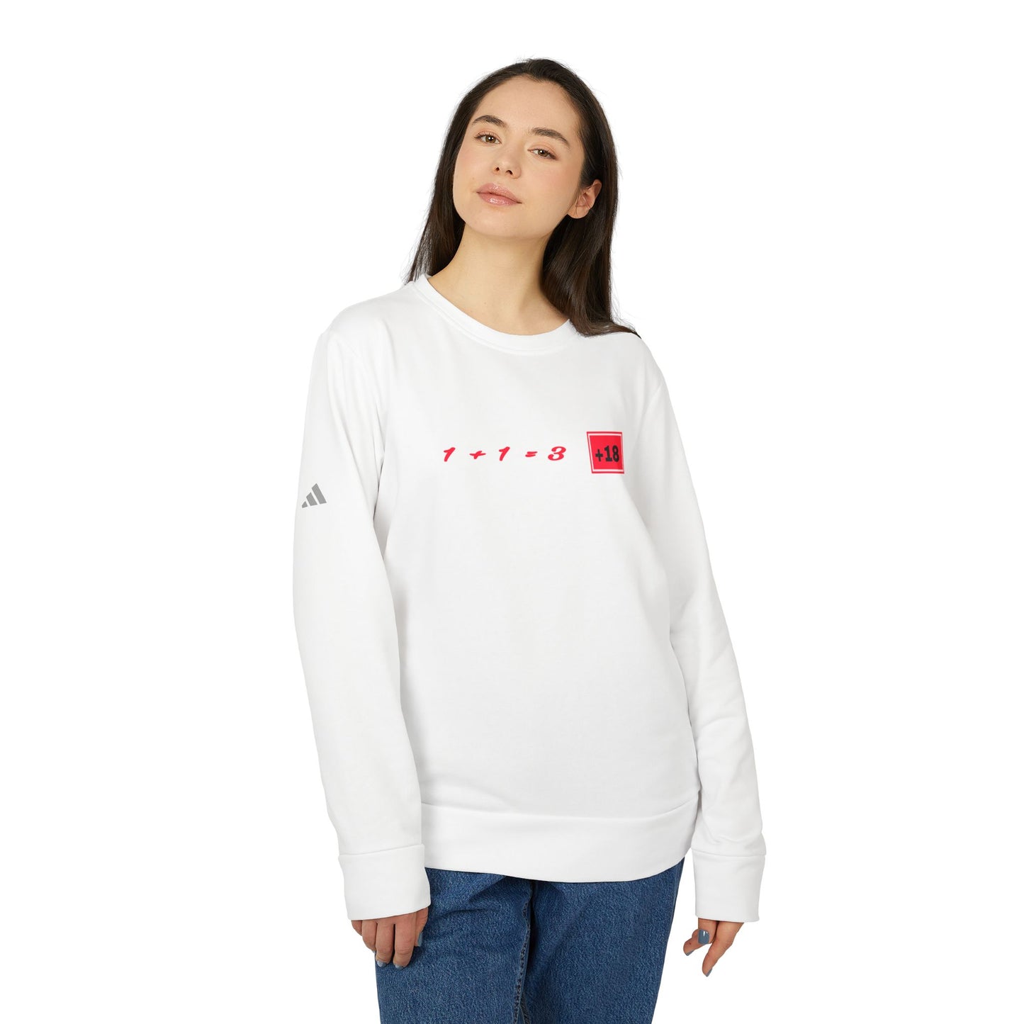 adidas Unisex Fleece Crewneck Sweatshirt with +18 Design | OKEYCITY