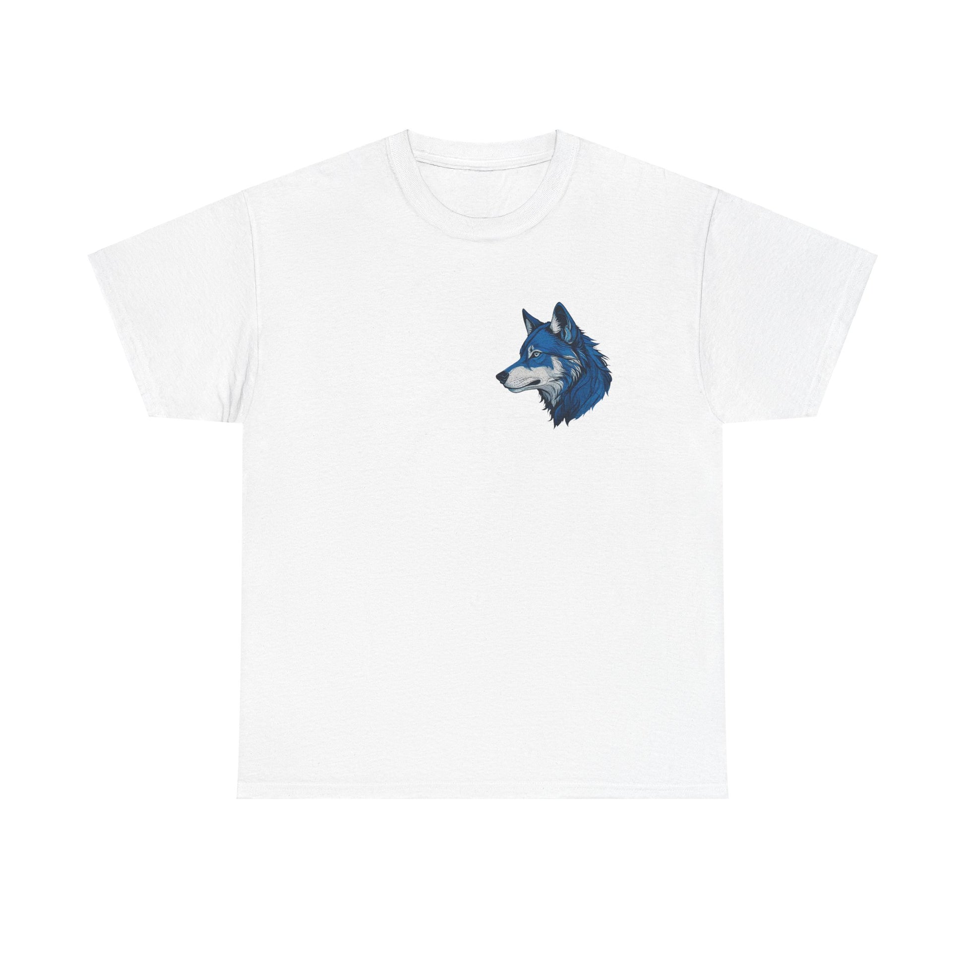 Unisex Heavy Cotton Tee with deep blue wolf Design | OKEYCITY