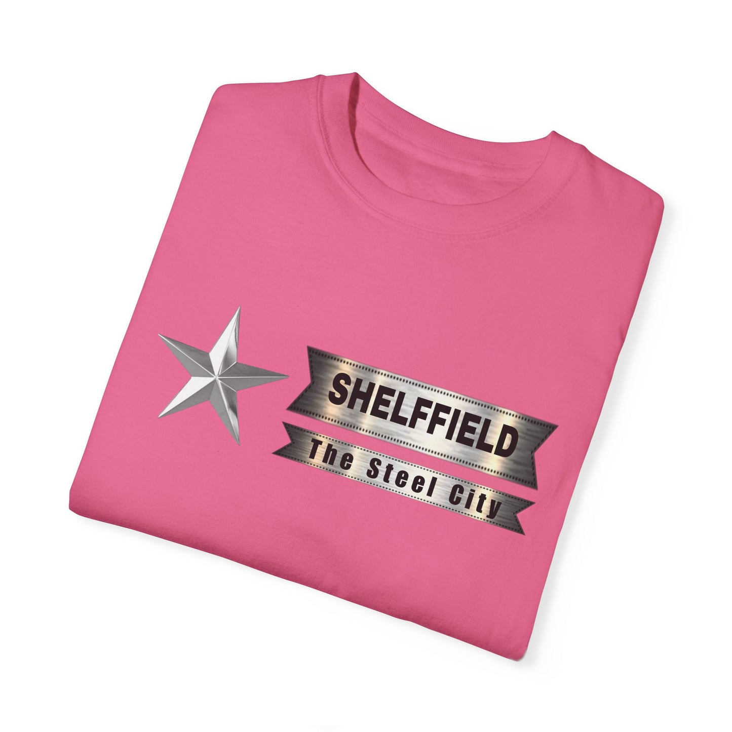 Unisex Garment-Dyed T-shirt with Shelffield Design | OKEYCITY