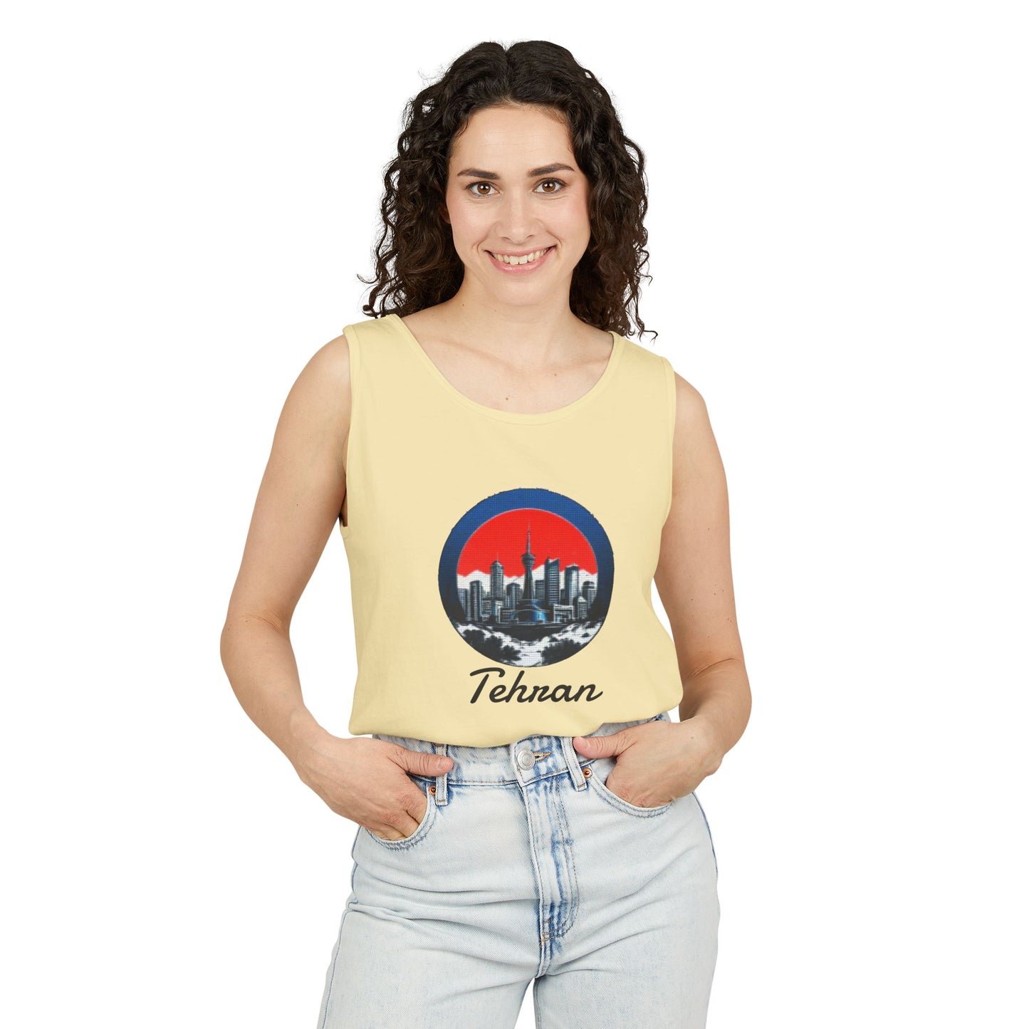 Unisex Garment-Dyed Tank Top with tehran Design | OKEYCITY