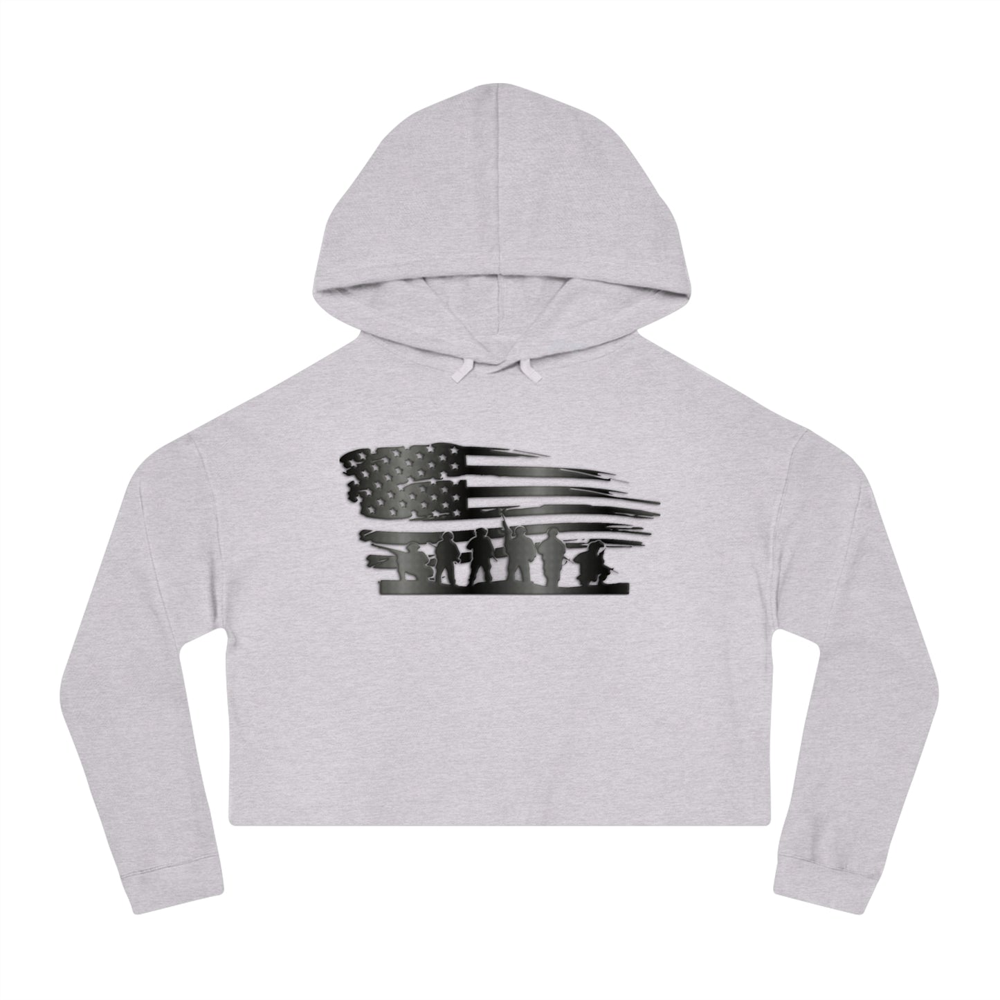 Women’s Cropped Hooded Sweatshirt with usa flag Design | OKEYCITY