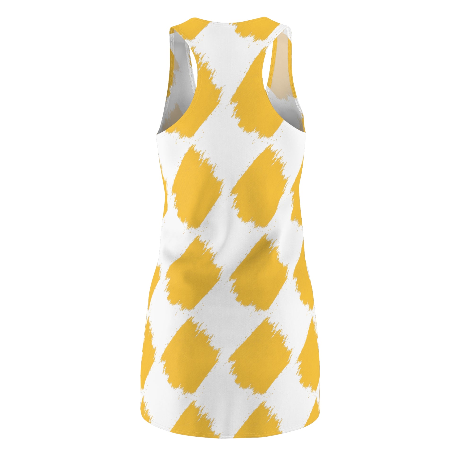 Women's Cut & Sew Racerback Dress with yellow brush pattern design | OKEYCITY