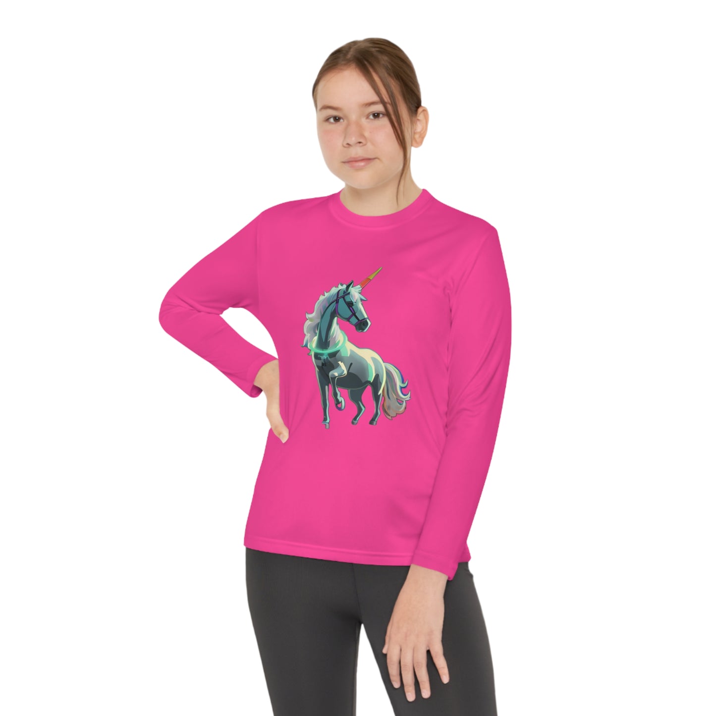 Youth Long Sleeve Competitor Tee with Unicorn Design | OKEYCITY