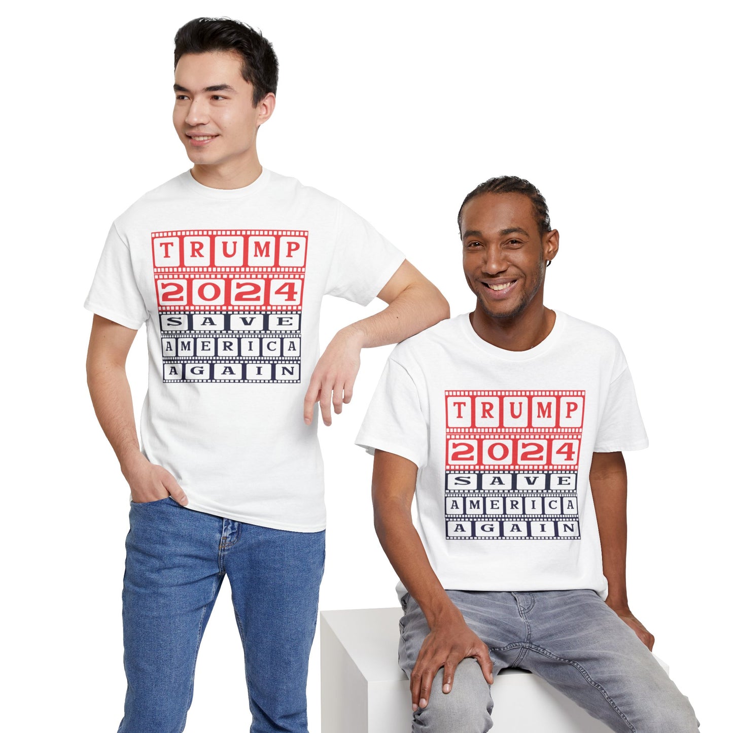 Unisex Heavy Cotton Tee with Trump 2024 Design | OKEYCITY