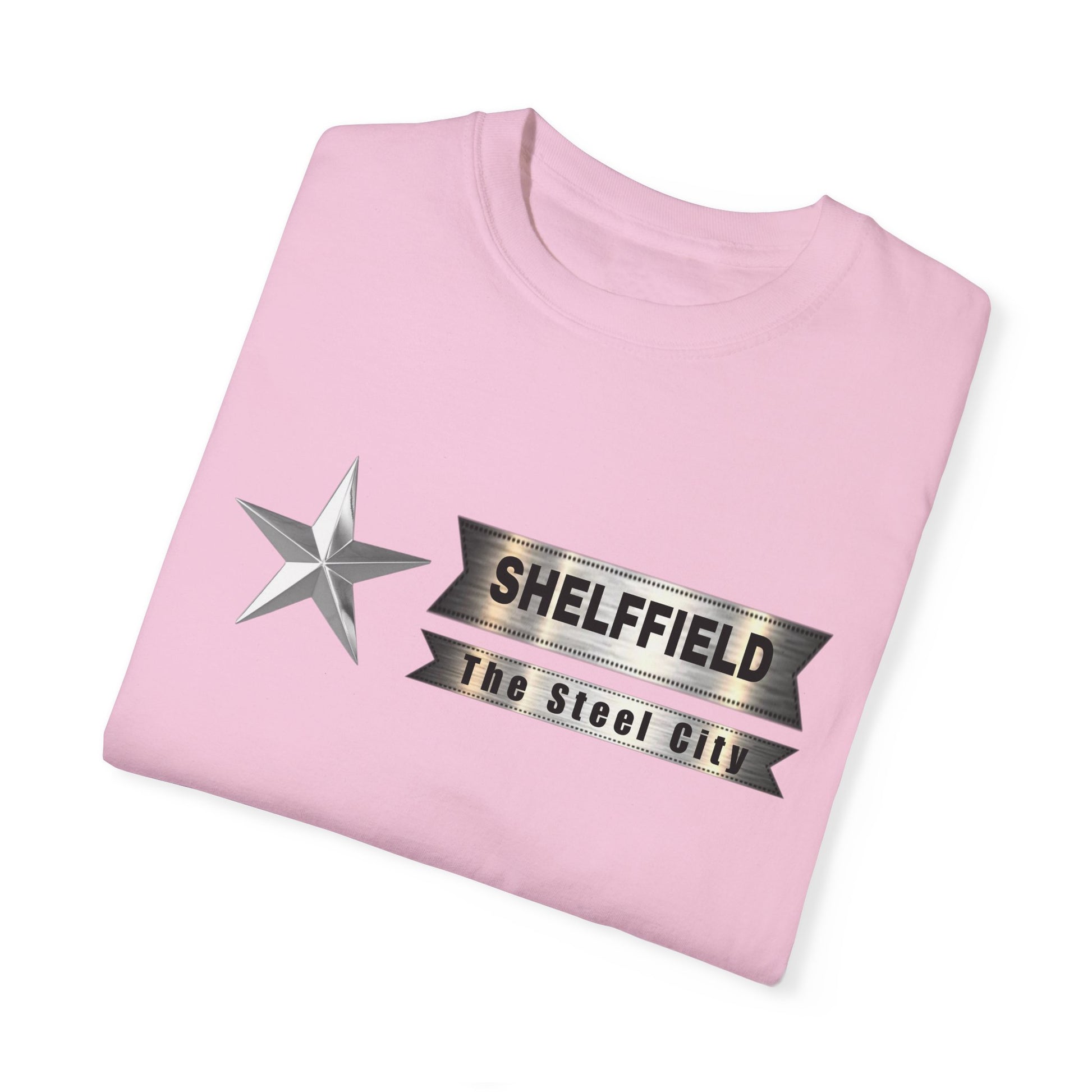 Unisex Garment-Dyed T-shirt with Shelffield Design | OKEYCITY