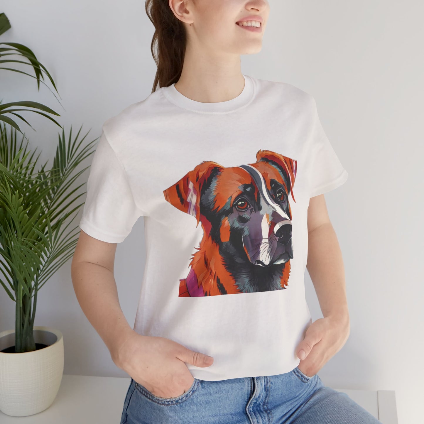 Unisex Jersey Short Sleeve Tee with dog design | OKEYCITY