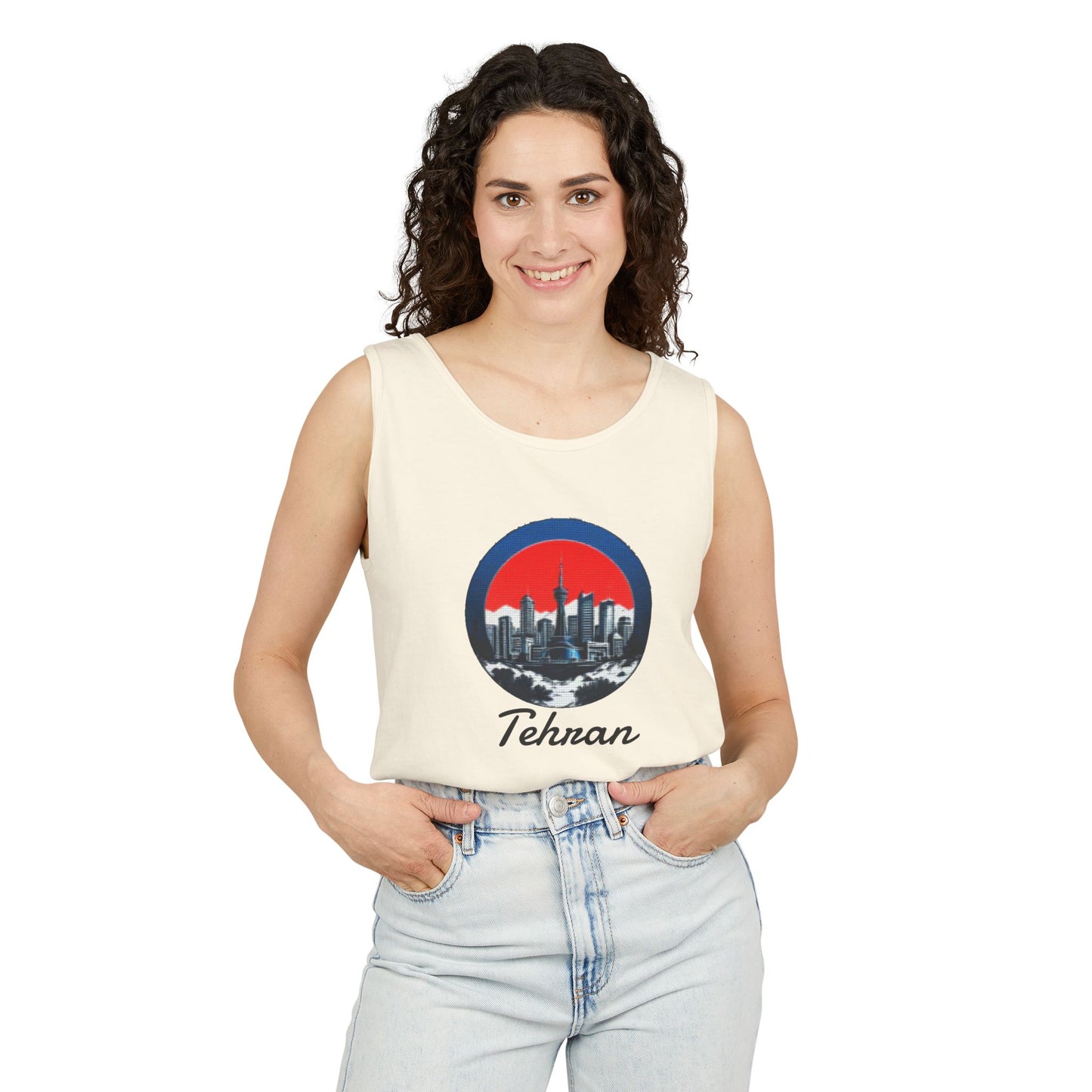 Unisex Garment-Dyed Tank Top with tehran Design | OKEYCITY