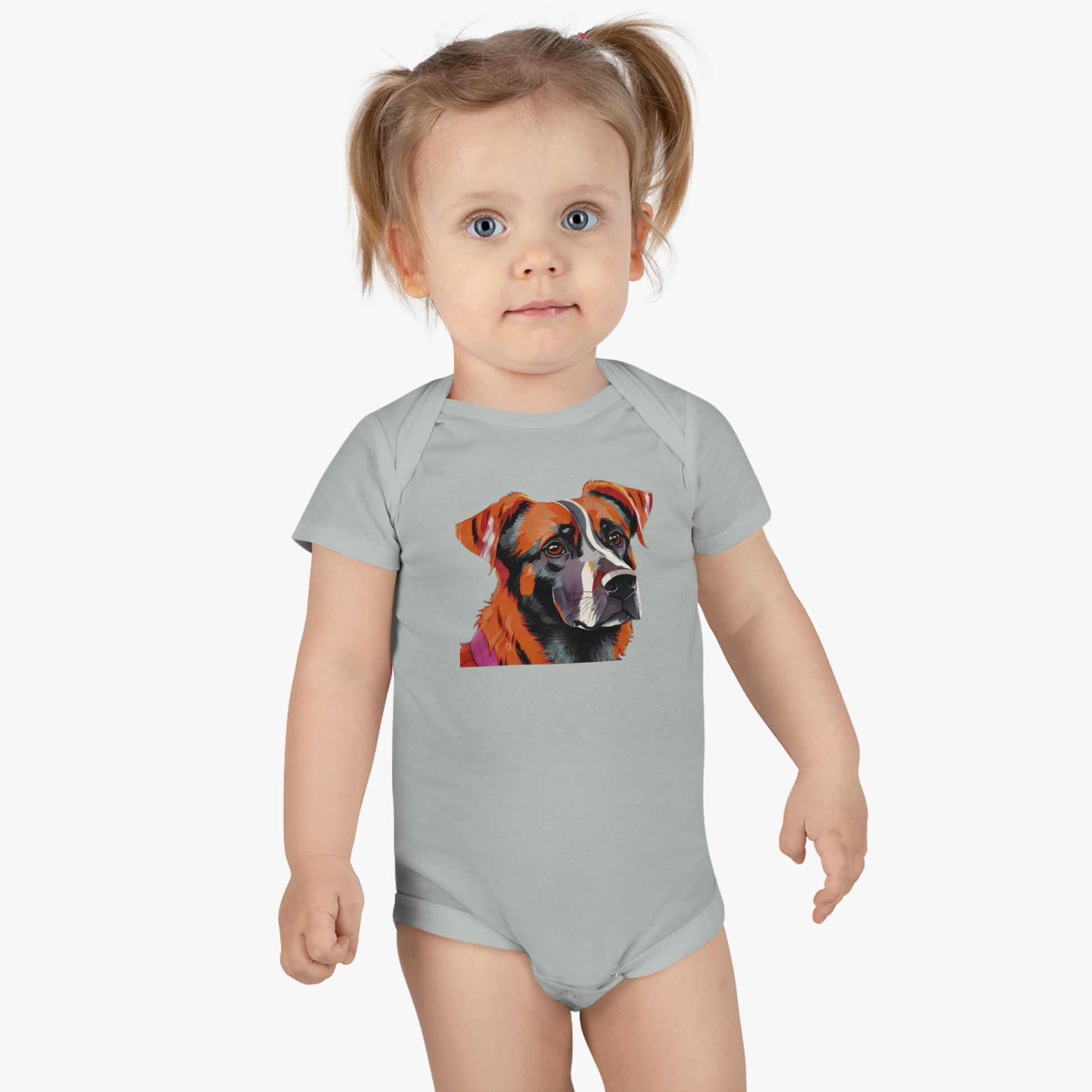 Baby Short Sleeve Onesie® with vector dog Design | OKEYCITY