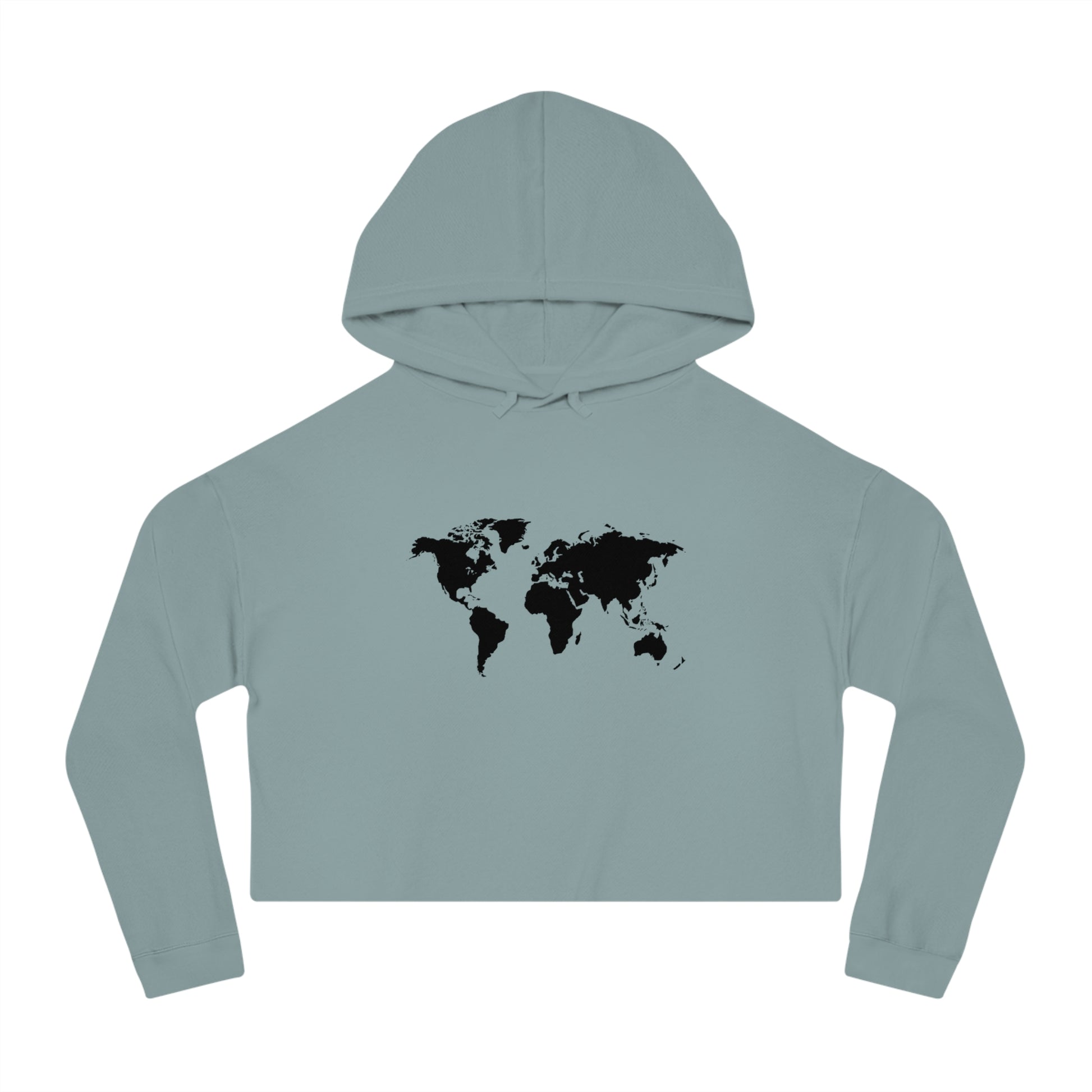 Women’s Cropped Hooded Sweatshirt with map world Design | OKEYCITY