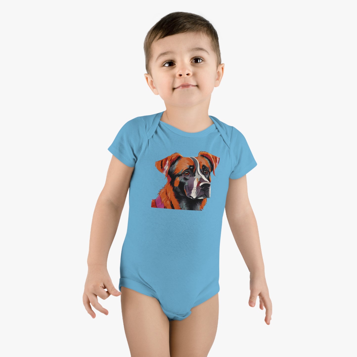 Baby Short Sleeve Onesie® with vector dog Design | OKEYCITY