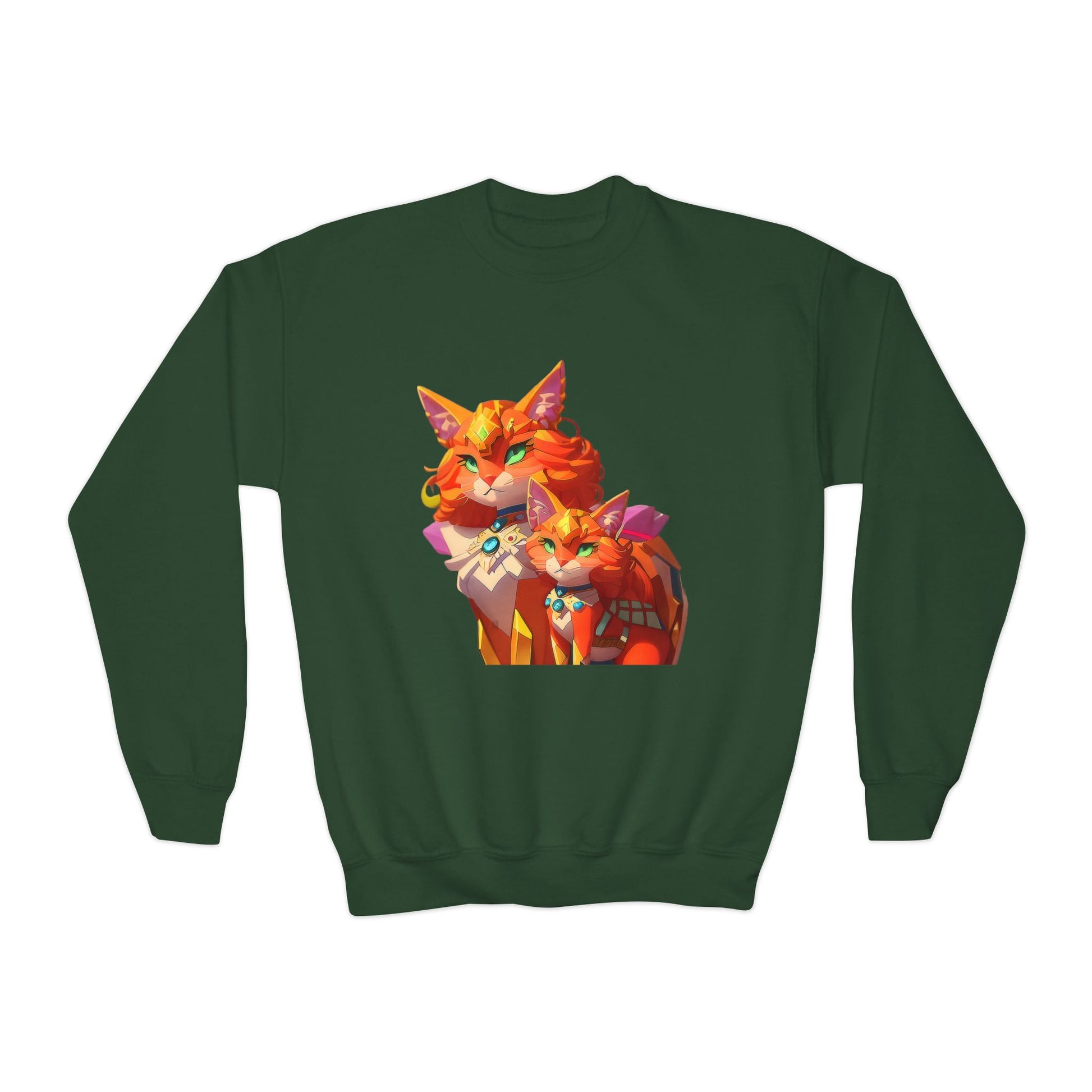 Youth Crewneck Sweatshirt with cats vector Design | OKEYCITY