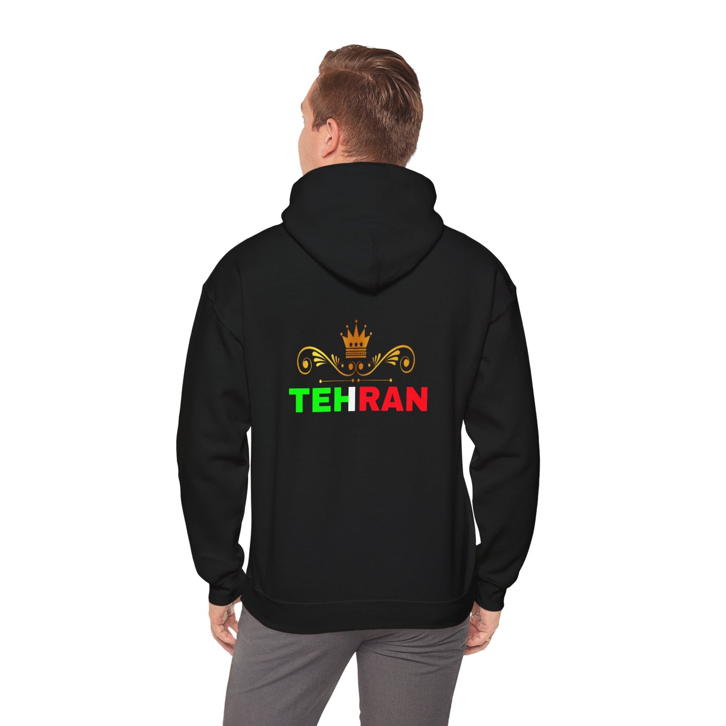 Unisex Heavy Blend™ Hooded Sweatshirt With Tehran and Iran Symbol Design | OKEYCITY