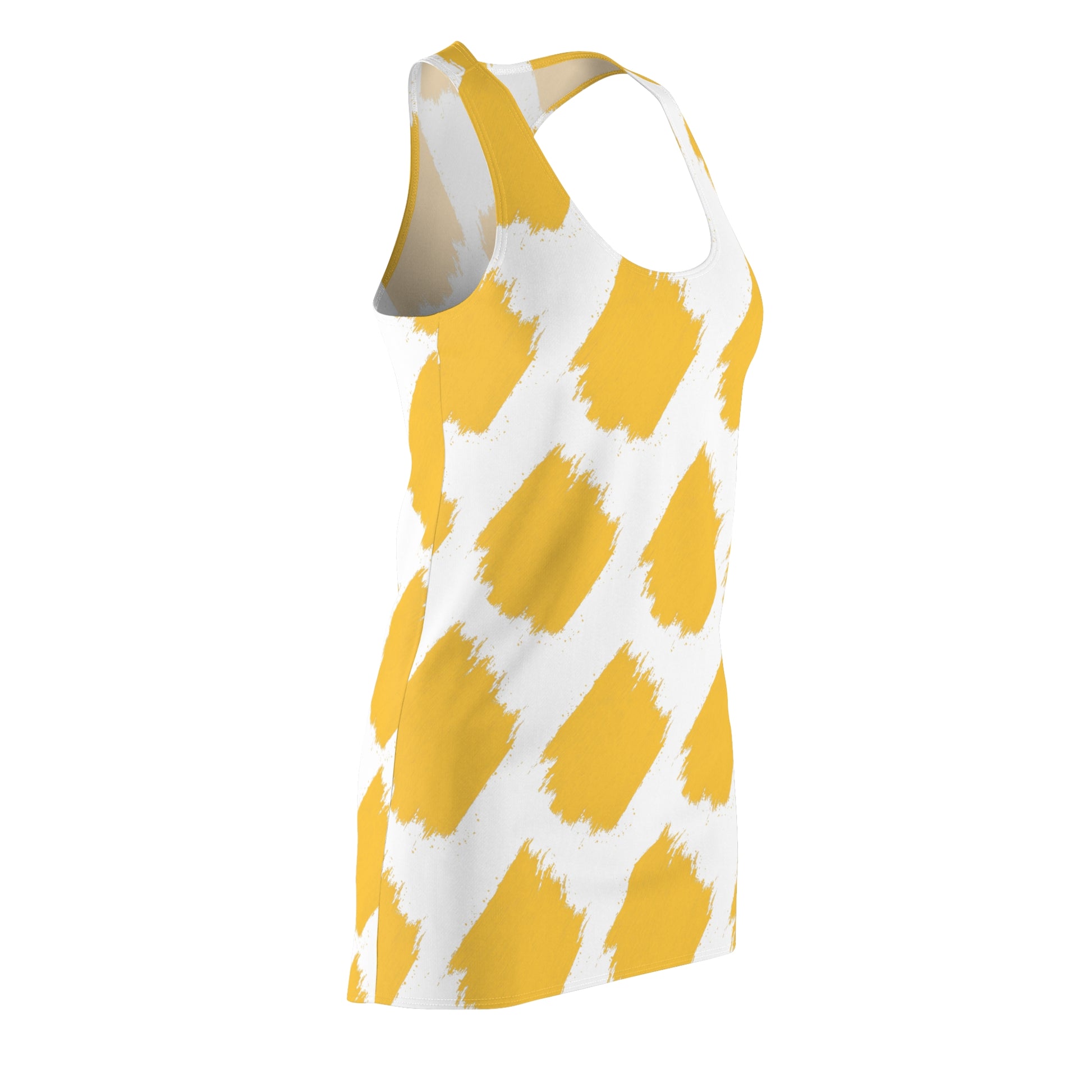 Women's Cut & Sew Racerback Dress with yellow brush pattern design | OKEYCITY