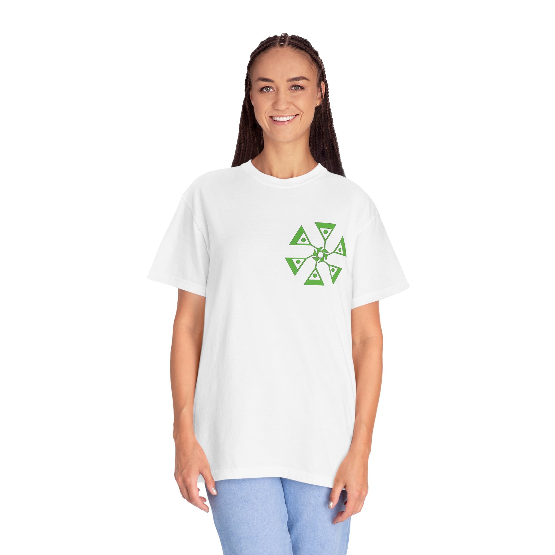 Unisex Garment-Dyed T-shirt with green pattern Design | OKEYCITY