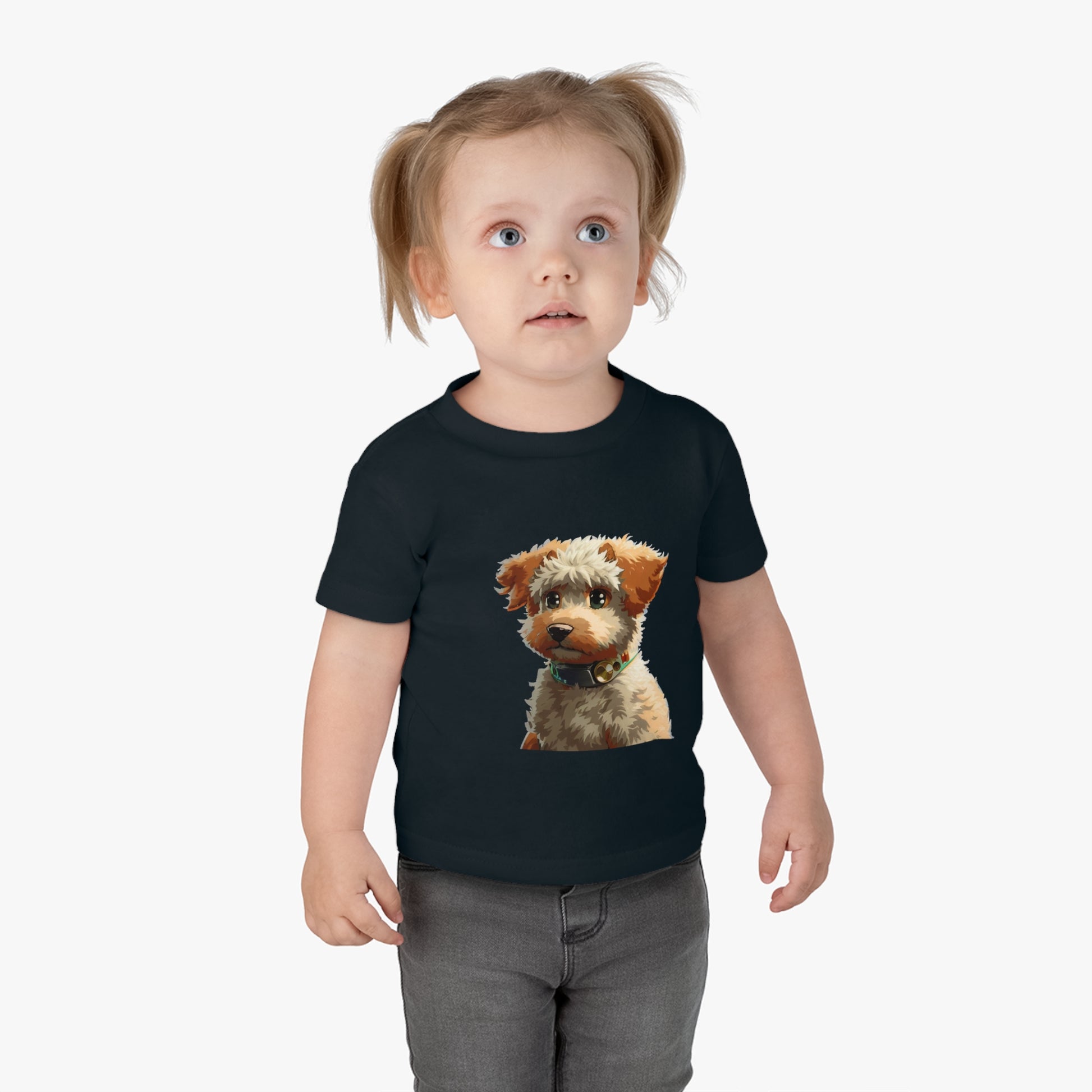 Infant Cotton Jersey Tee With Dog Design | OKEYCITY