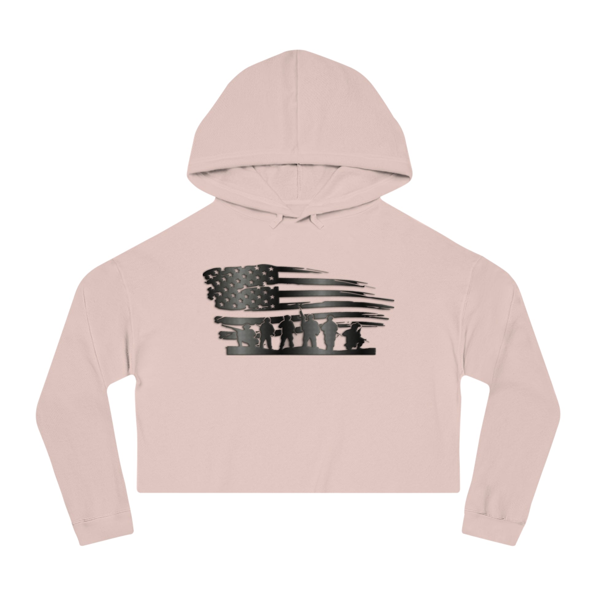 Women’s Cropped Hooded Sweatshirt with usa flag Design | OKEYCITY