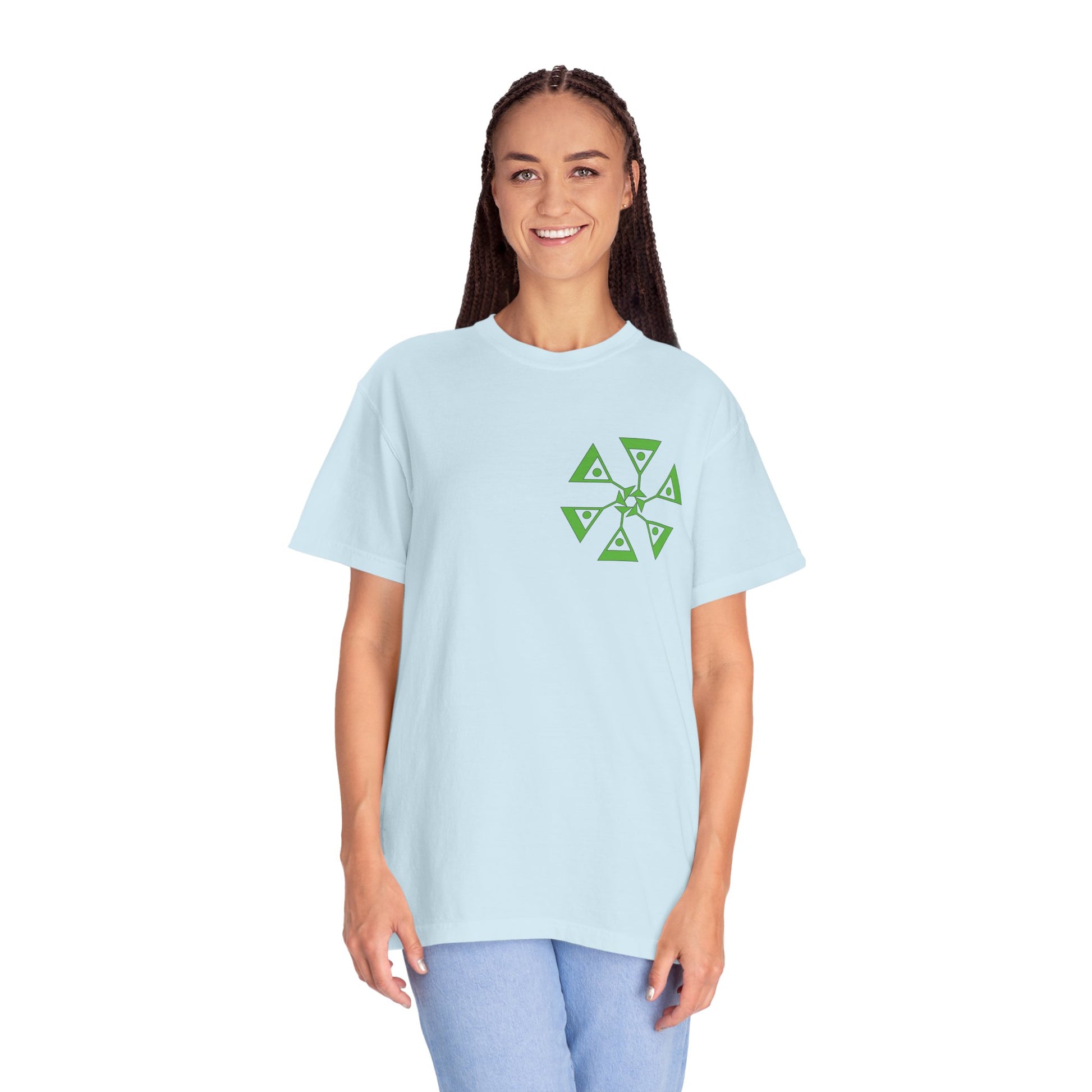 Unisex Garment-Dyed T-shirt with green pattern Design | OKEYCITY