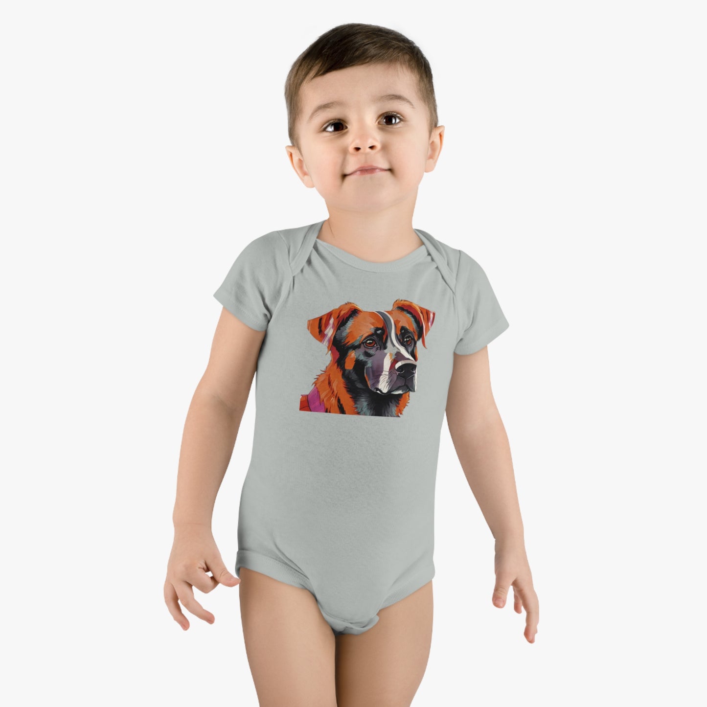 Baby Short Sleeve Onesie® with vector dog Design | OKEYCITY