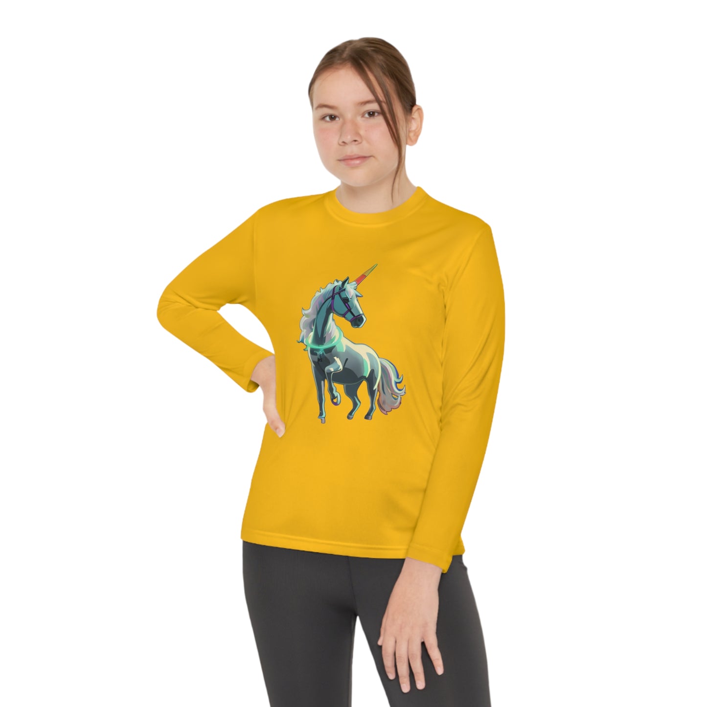 Youth Long Sleeve Competitor Tee with Unicorn Design | OKEYCITY