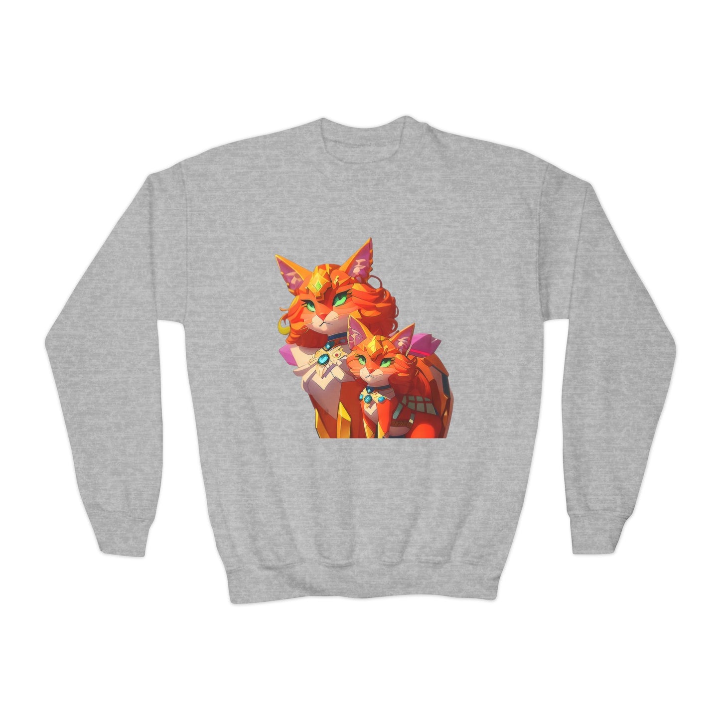 Youth Crewneck Sweatshirt with cats vector Design | OKEYCITY