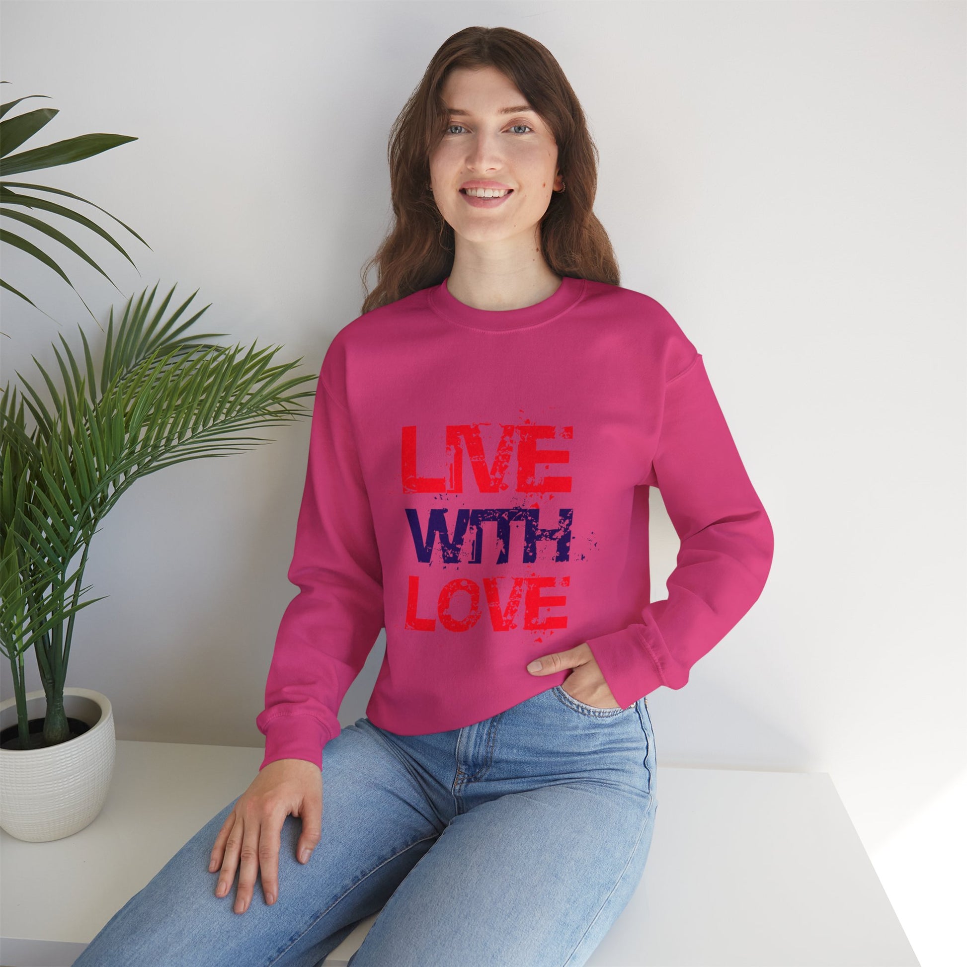 Unisex Heavy Blend™ Crewneck Sweatshirt with love Design | OKEYCITY