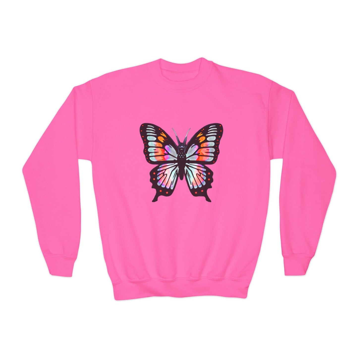 Youth Crewneck Sweatshirt with Butterfly Design | OKEYCITY