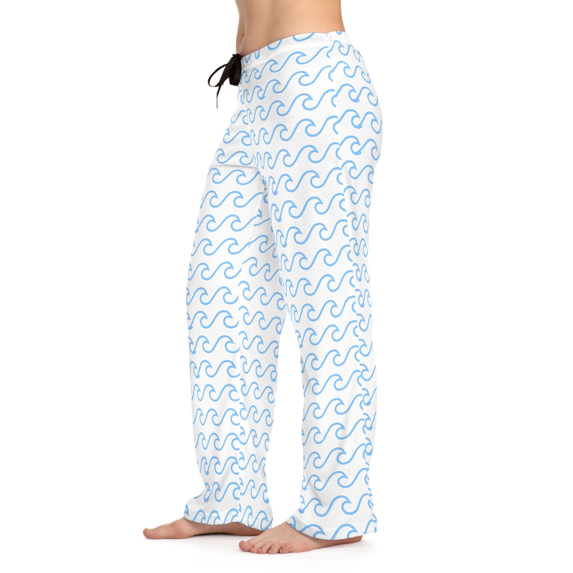 Women's Pajama Pants with blue wave Pattern | OKEYCITY