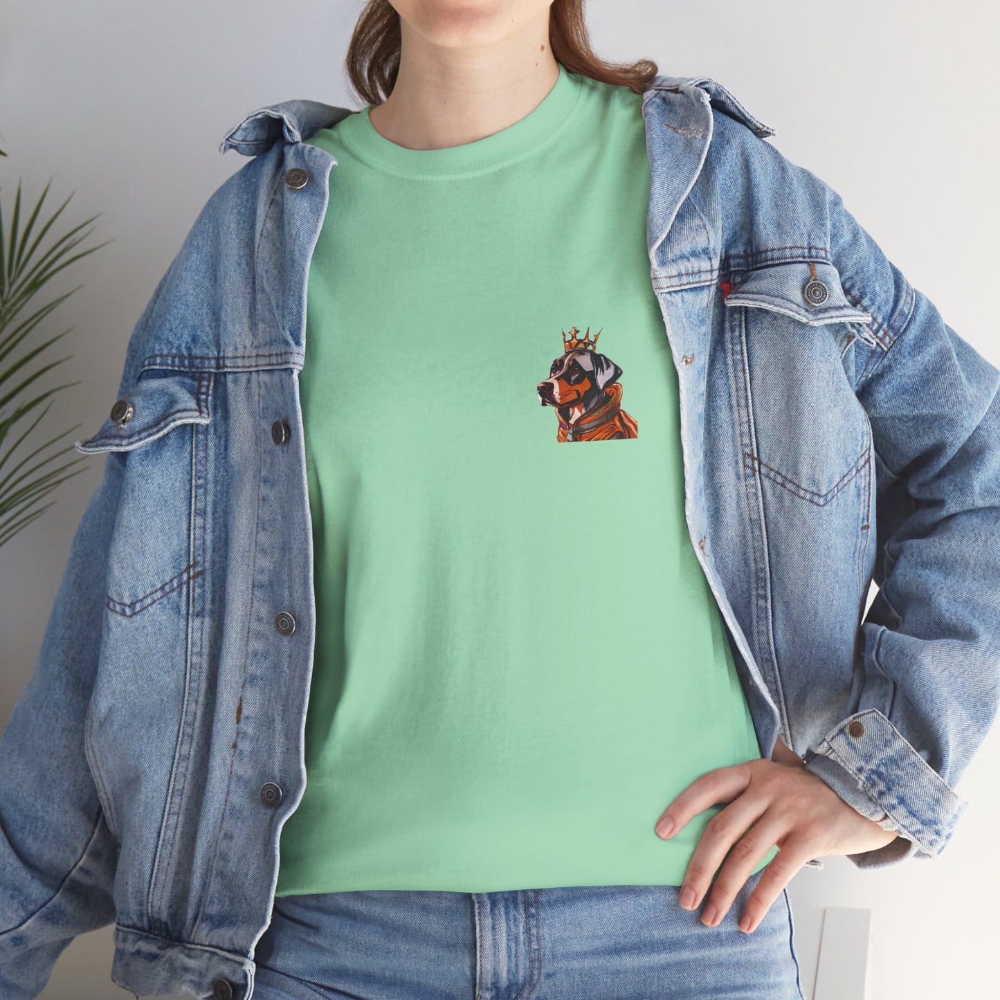 Unisex Heavy Cotton Tee with Dog is King Design | OKEYCITY