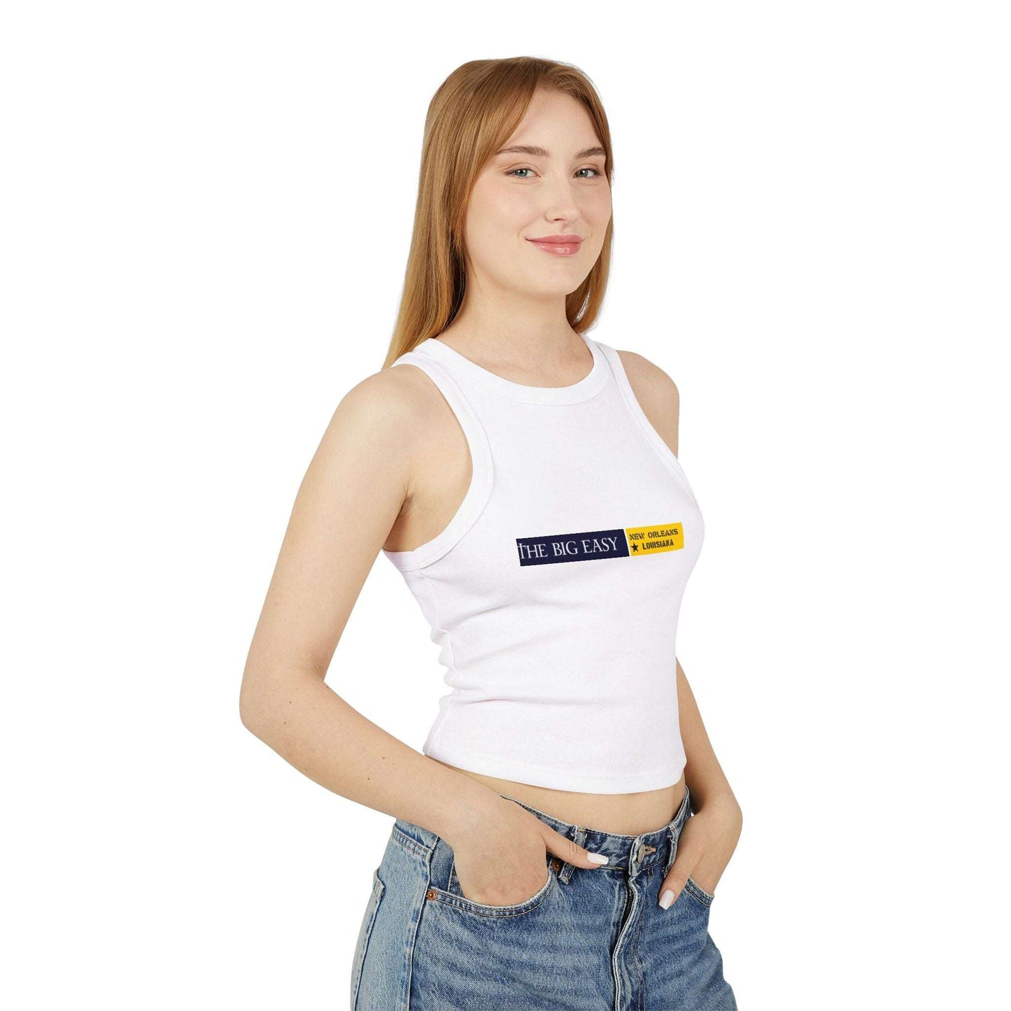 Women's Micro Rib Racer Tank Top | OKEYCITY