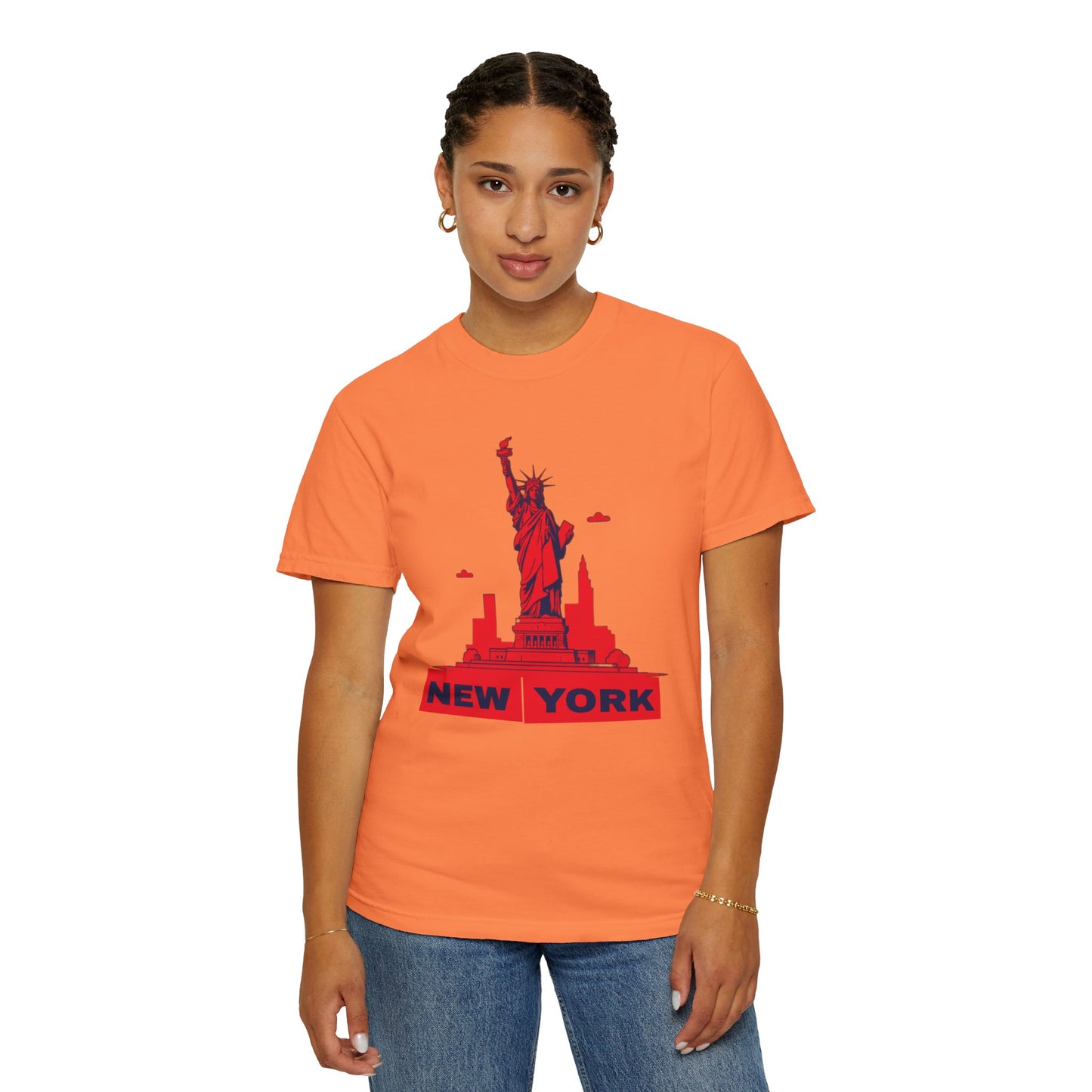 Unisex Garment-Dyed T-shirt with vector New York city Design | OKEYCITY