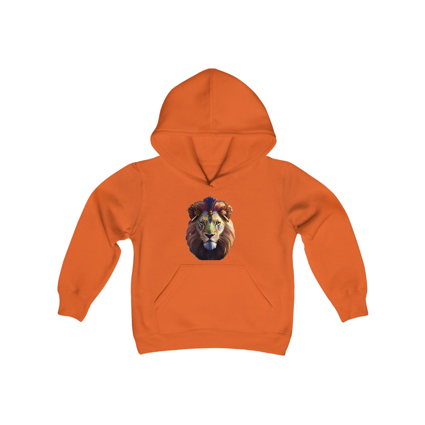 Youth Heavy Blend Hooded Sweatshirt with vector lion Design | OKEYCITY