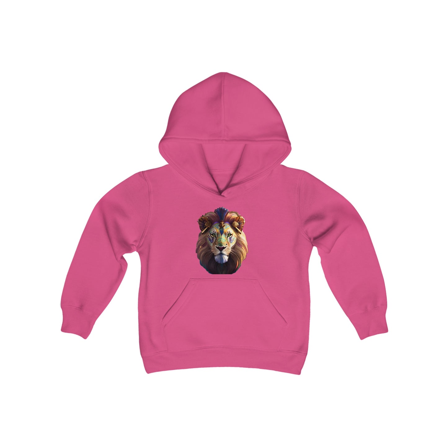 Youth Heavy Blend Hooded Sweatshirt with vector lion Design | OKEYCITY