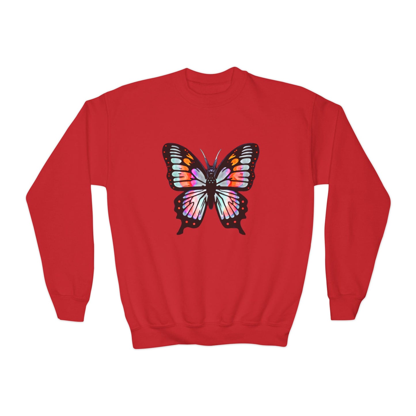 Youth Crewneck Sweatshirt with Butterfly Design | OKEYCITY