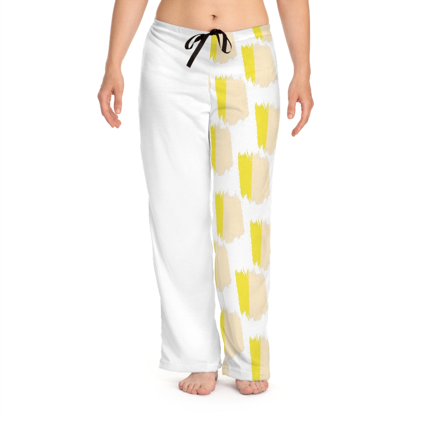 Women's Pajama Pants (AOP) With Yellow Brush Design | OKEYCITY