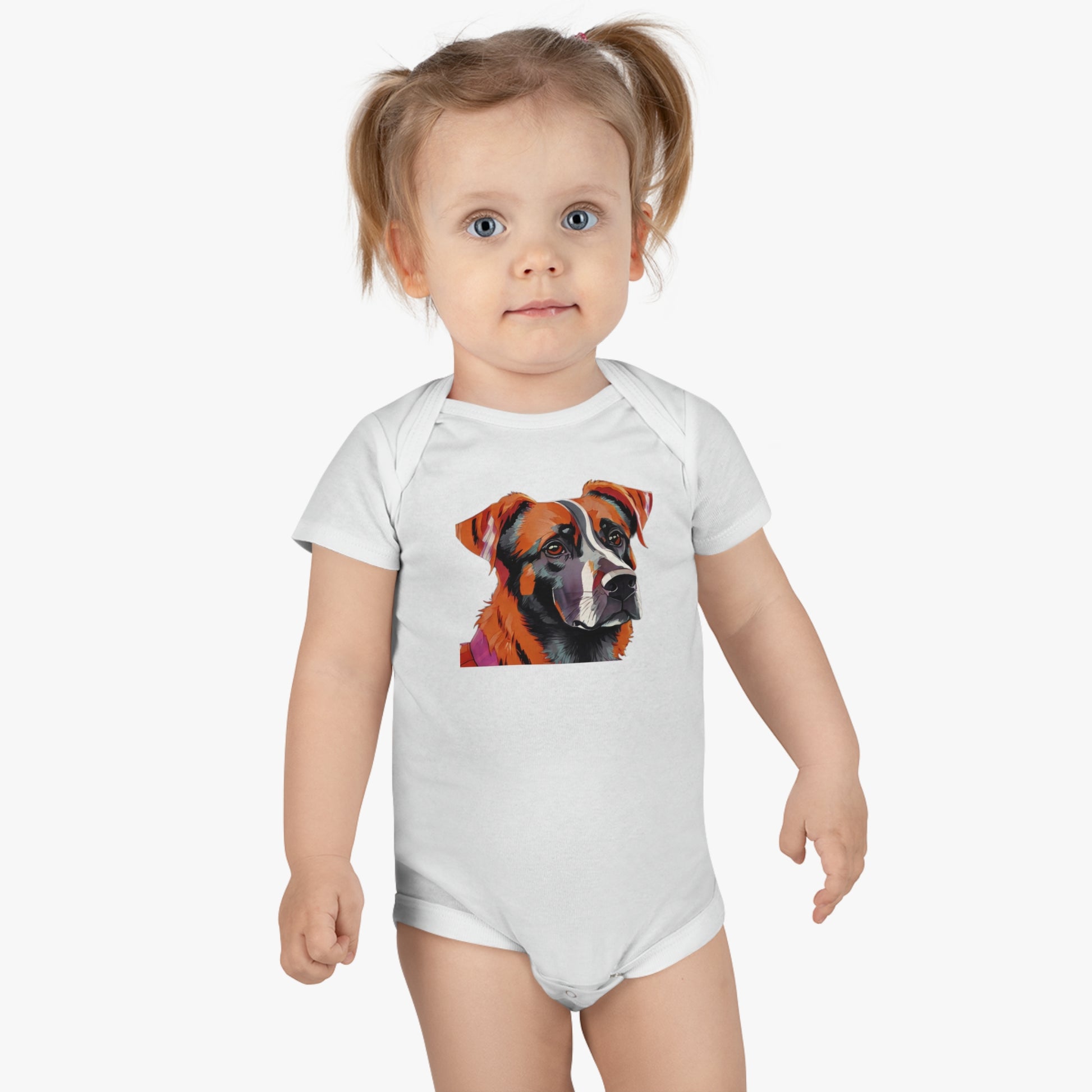 Baby Short Sleeve Onesie® with vector dog Design | OKEYCITY