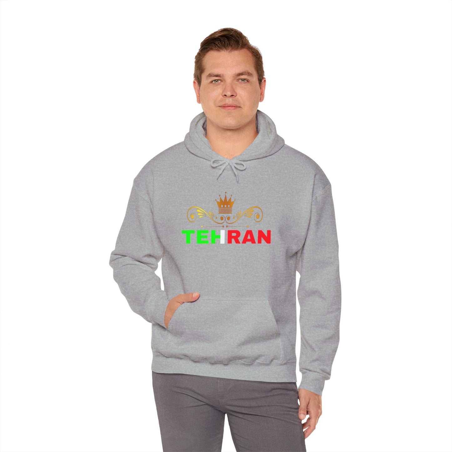 Unisex Heavy Blend™ Hooded Sweatshirt With Tehran and Iran Symbol Design | OKEYCITY