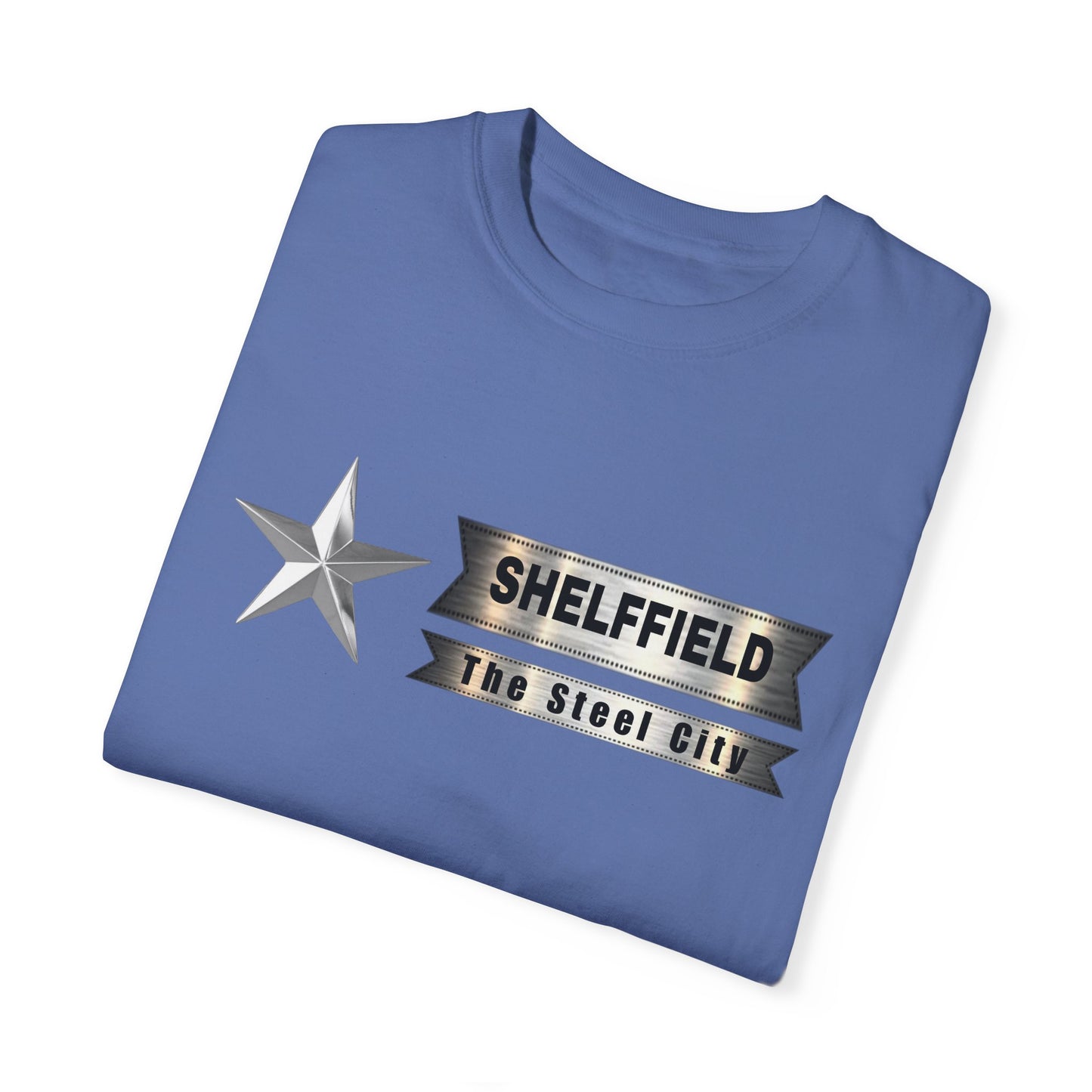 Unisex Garment-Dyed T-shirt with Shelffield Design | OKEYCITY