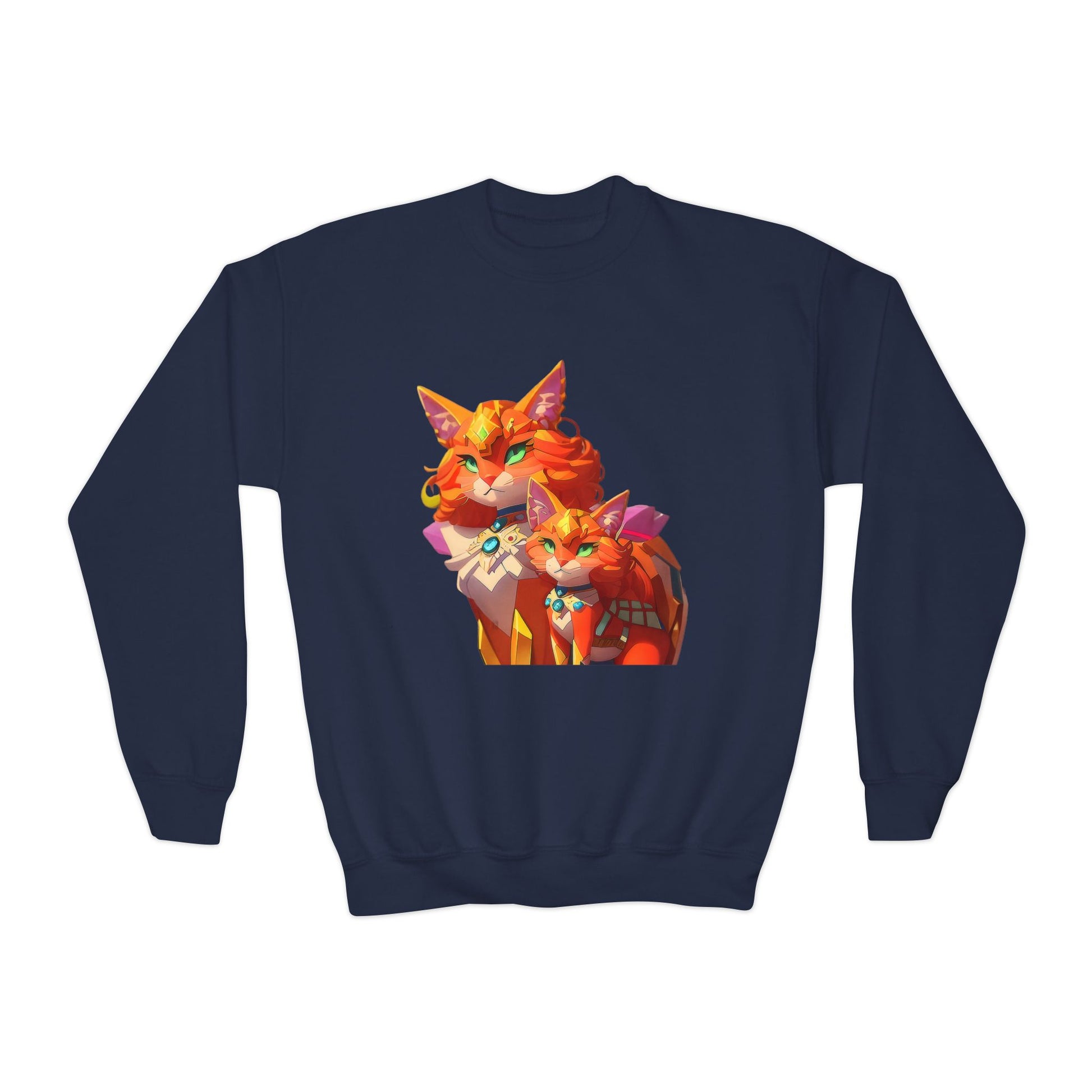 Youth Crewneck Sweatshirt with cats vector Design | OKEYCITY