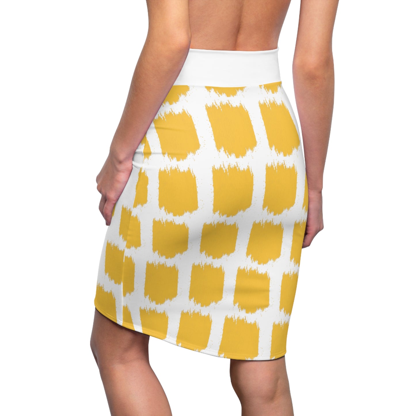 Women's Pencil Skirt (AOP) with Yellow pattern Design | OKEYCITY