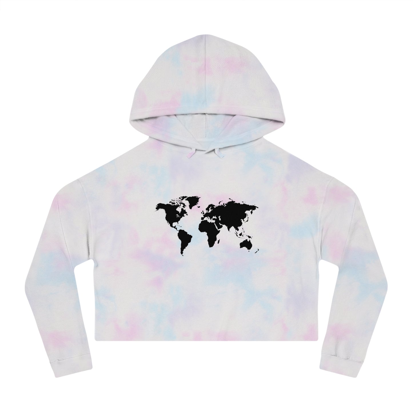 Women’s Cropped Hooded Sweatshirt with map world Design | OKEYCITY