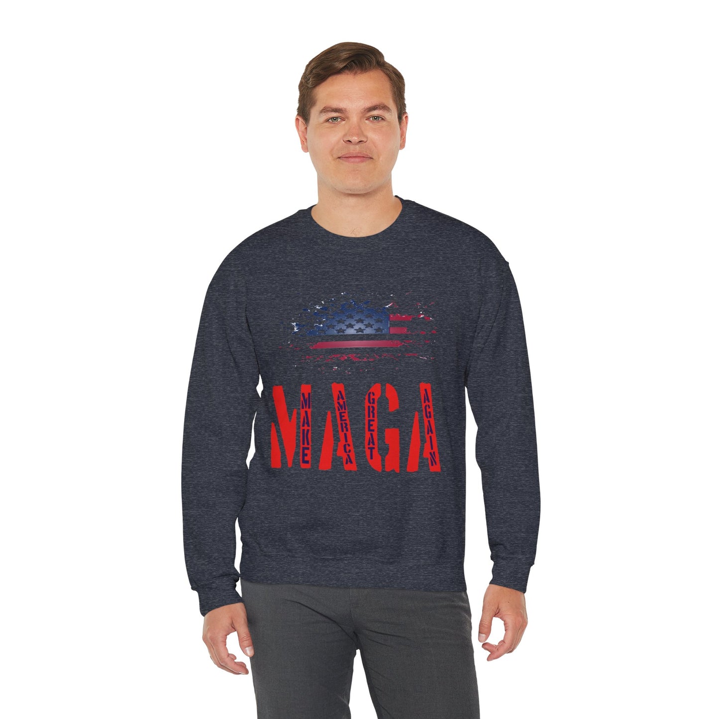 Unisex Heavy Blend™ Crewneck Sweatshirt with Election 2024 USA , MAGA Design | OKEYCITY