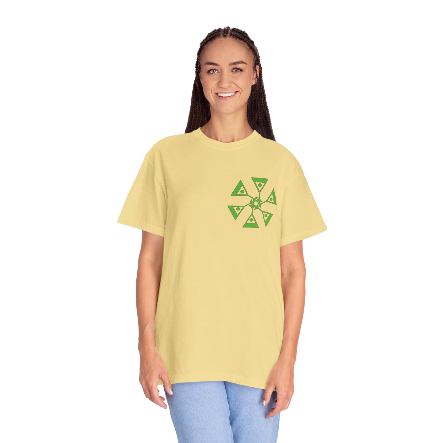 Unisex Garment-Dyed T-shirt with green pattern Design | OKEYCITY