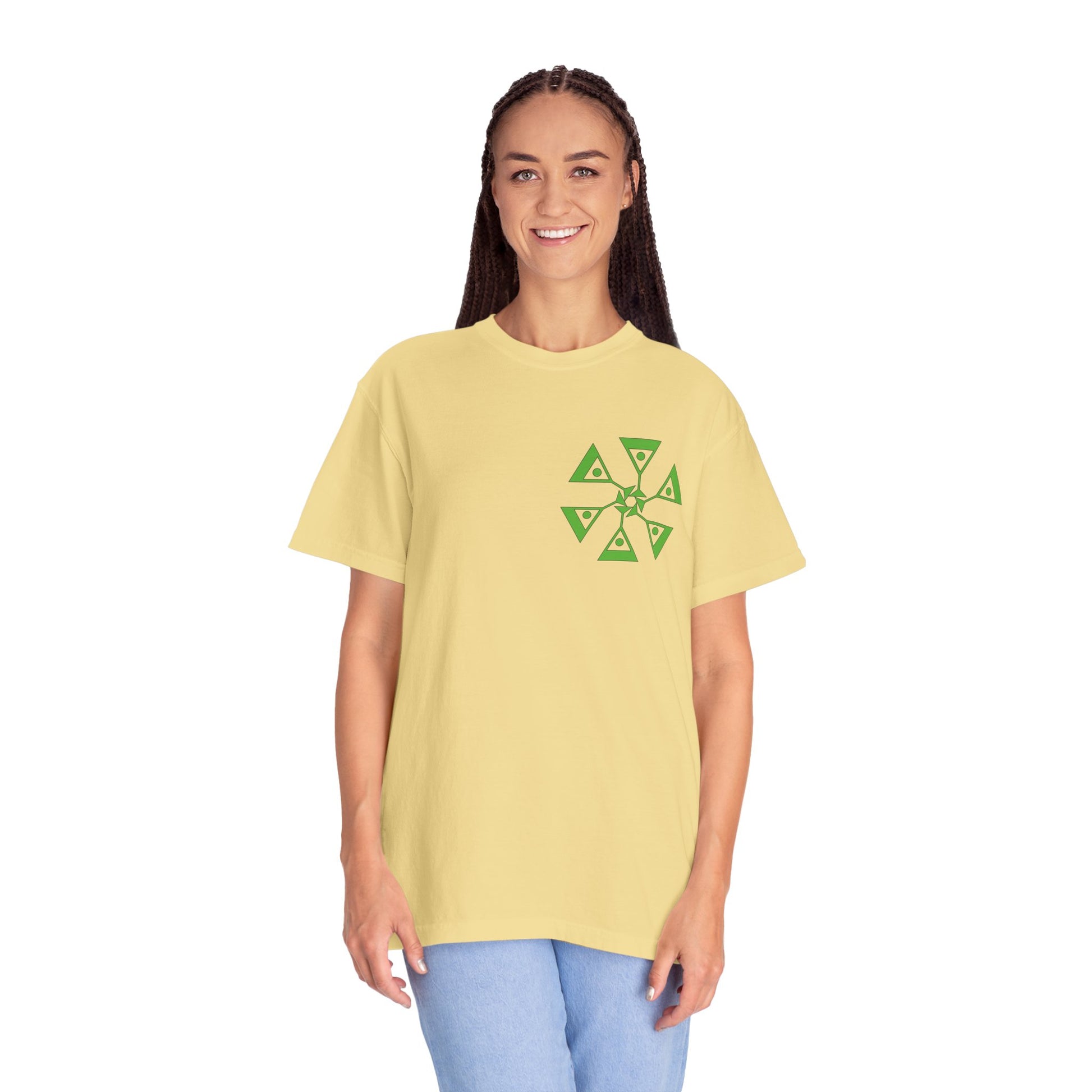 Unisex Garment-Dyed T-shirt with green pattern Design | OKEYCITY