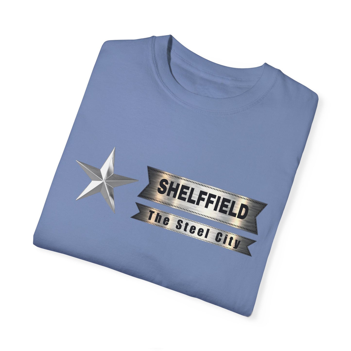 Unisex Garment-Dyed T-shirt with Shelffield Design | OKEYCITY