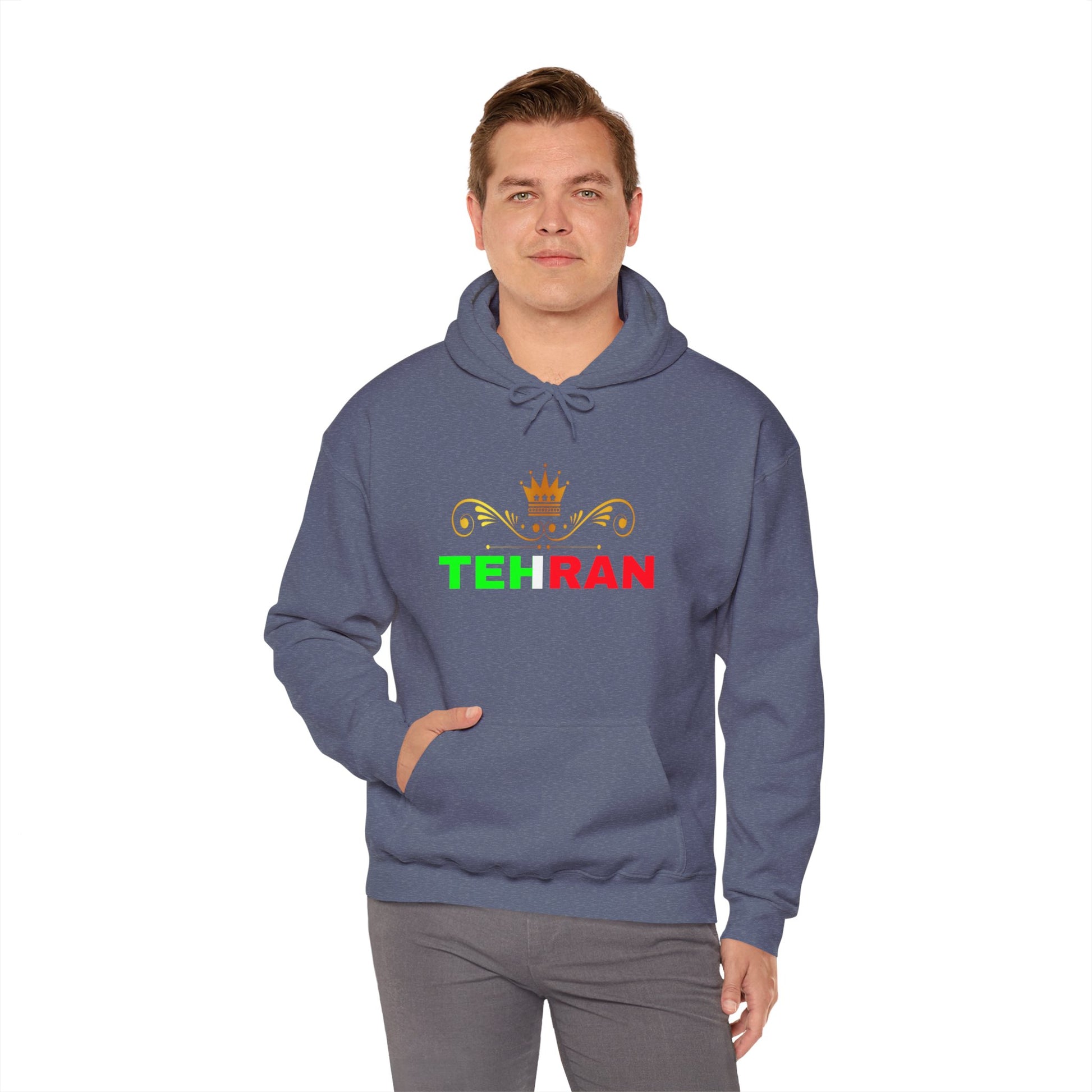 Unisex Heavy Blend™ Hooded Sweatshirt With Tehran and Iran Symbol Design | OKEYCITY