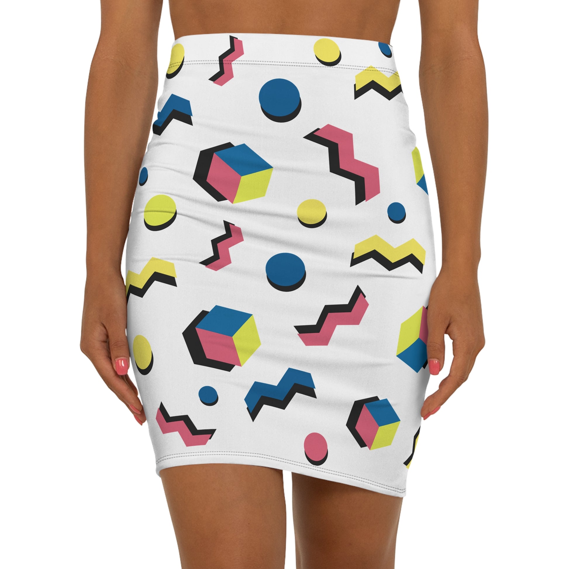 Women's Mid-Waist Pencil Skirt with graphic Design | OKEYCITY