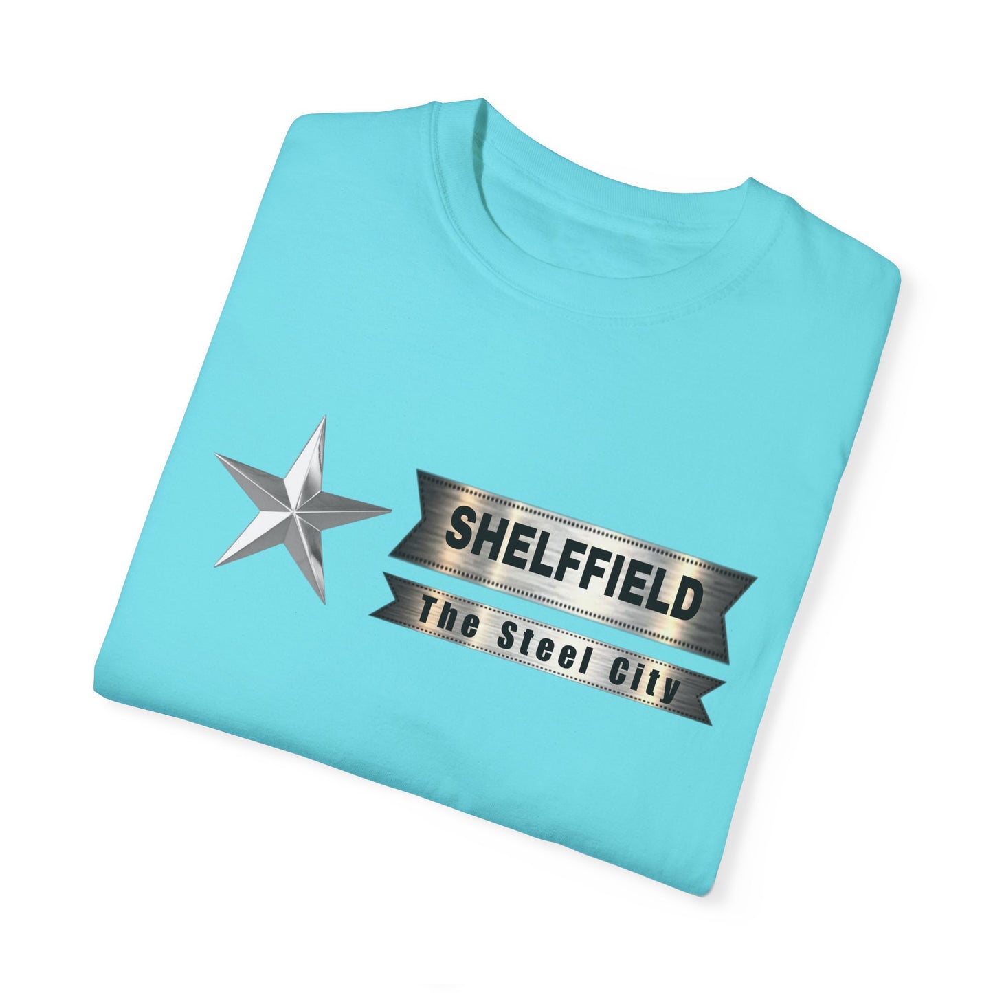 Unisex Garment-Dyed T-shirt with Shelffield Design | OKEYCITY